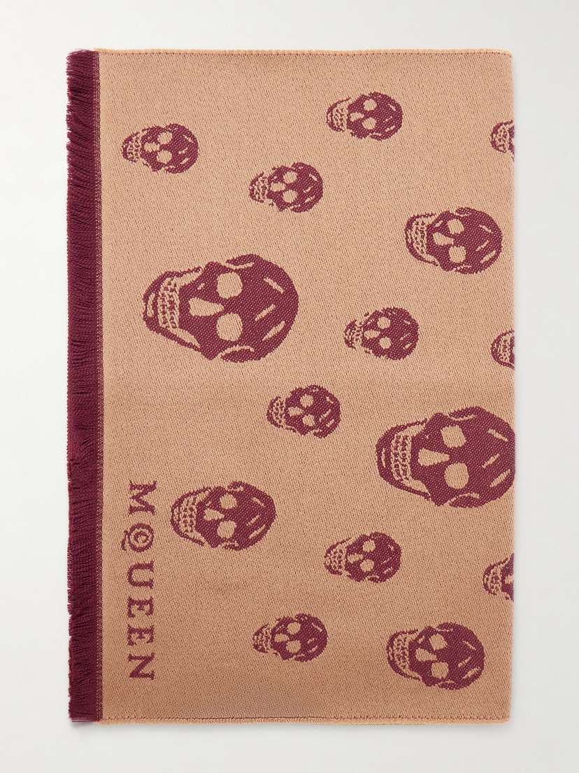 McQueen Frayed Wool-jacquard Scarf