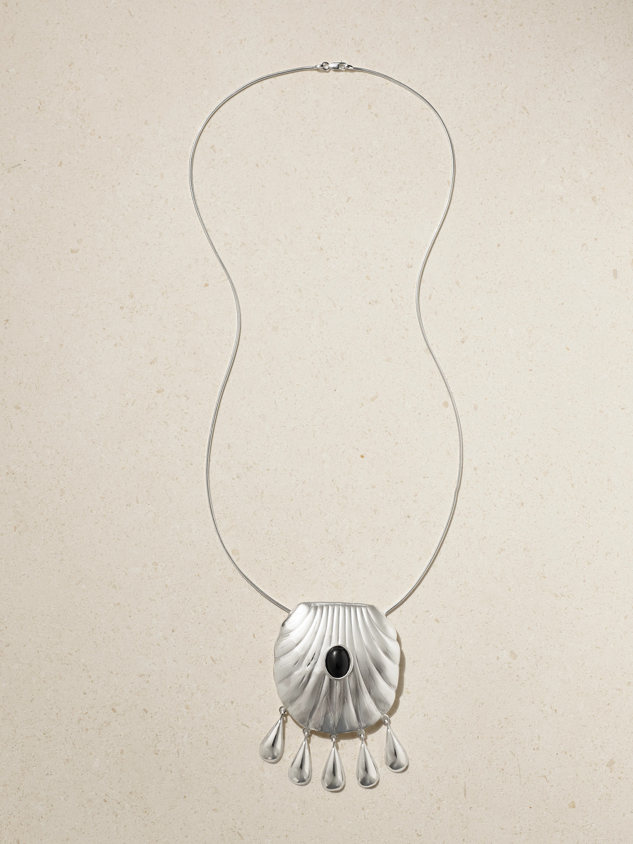 Juju Vera Petra Silver-tone Onyx Necklace