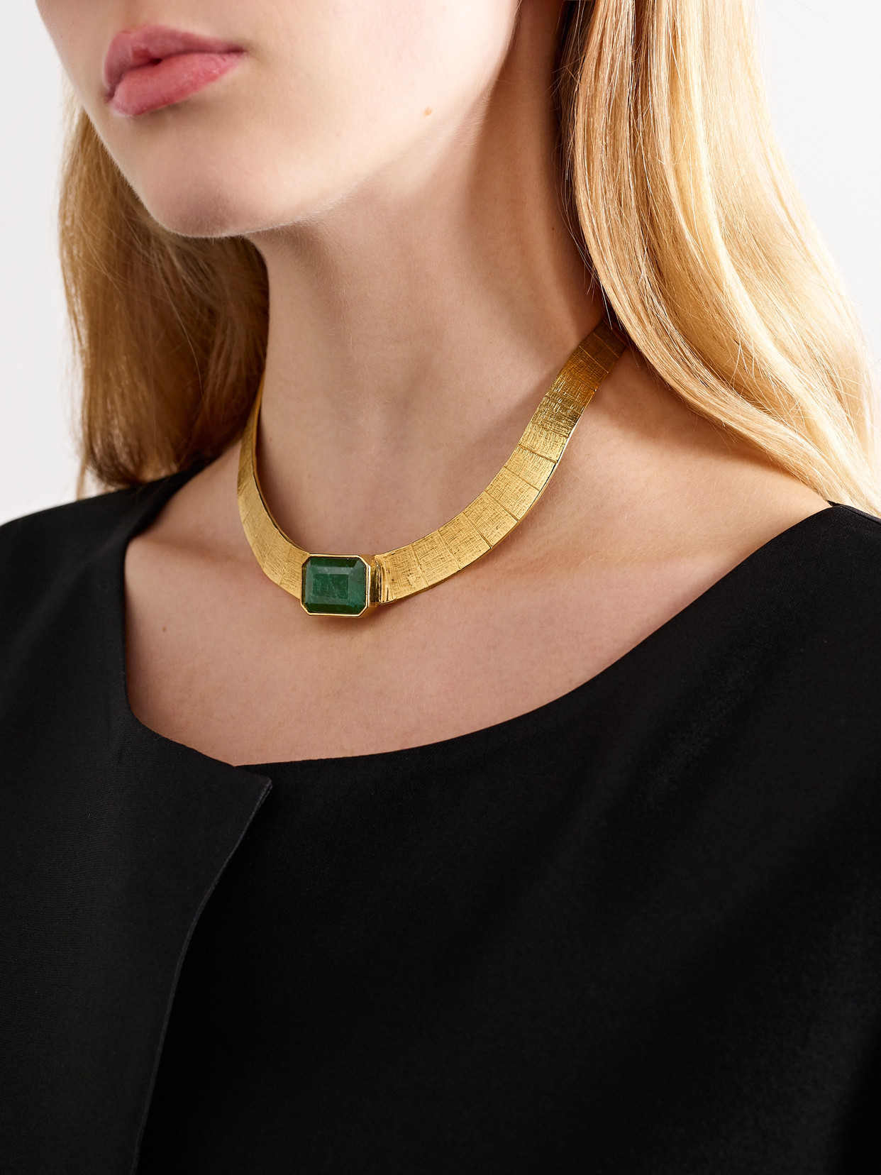 Juju Vera Athena Gold-tone Jade Necklace In Gold