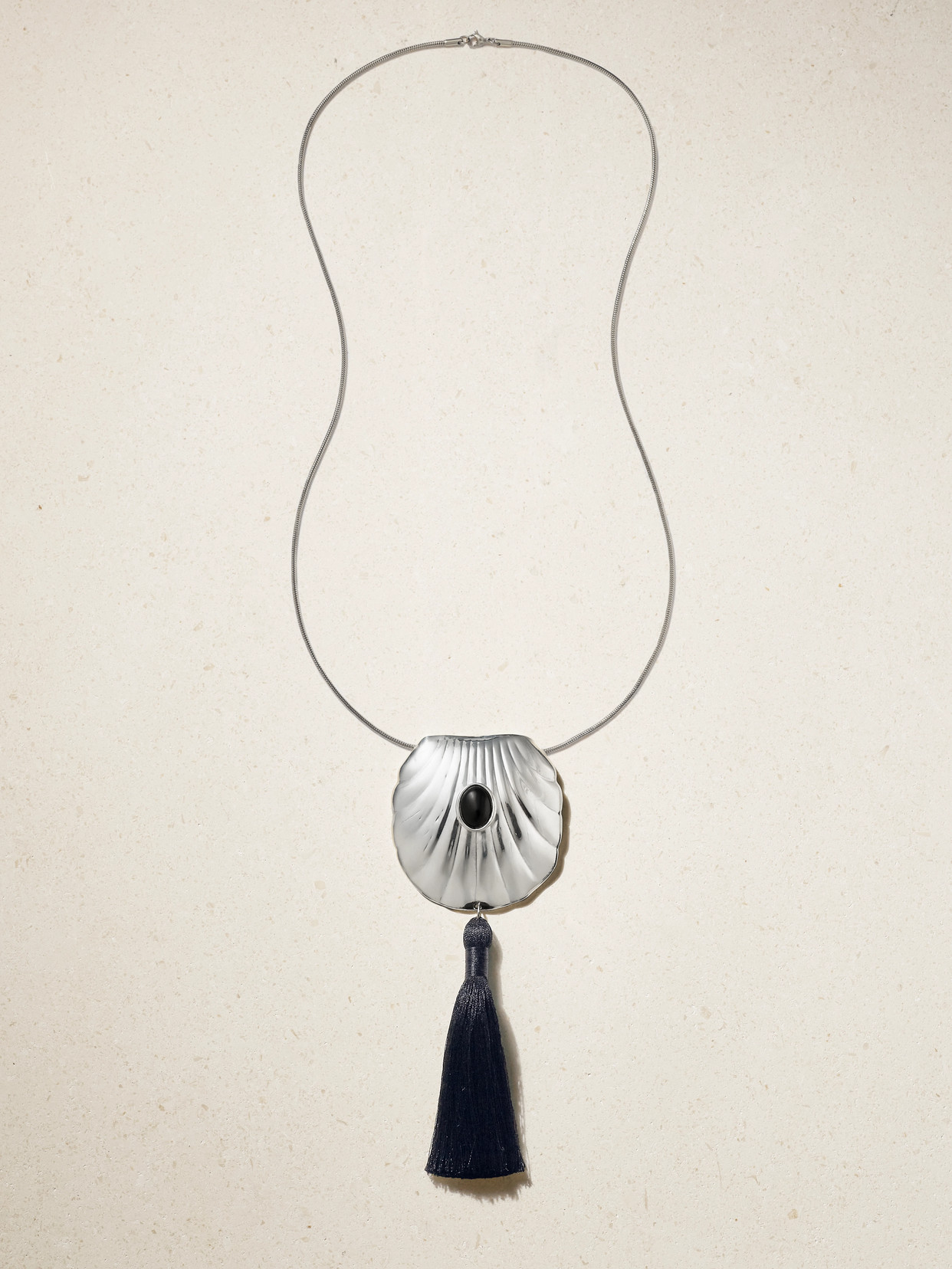 Juju Vera Petra Silver-tone Onyx Necklace In Black