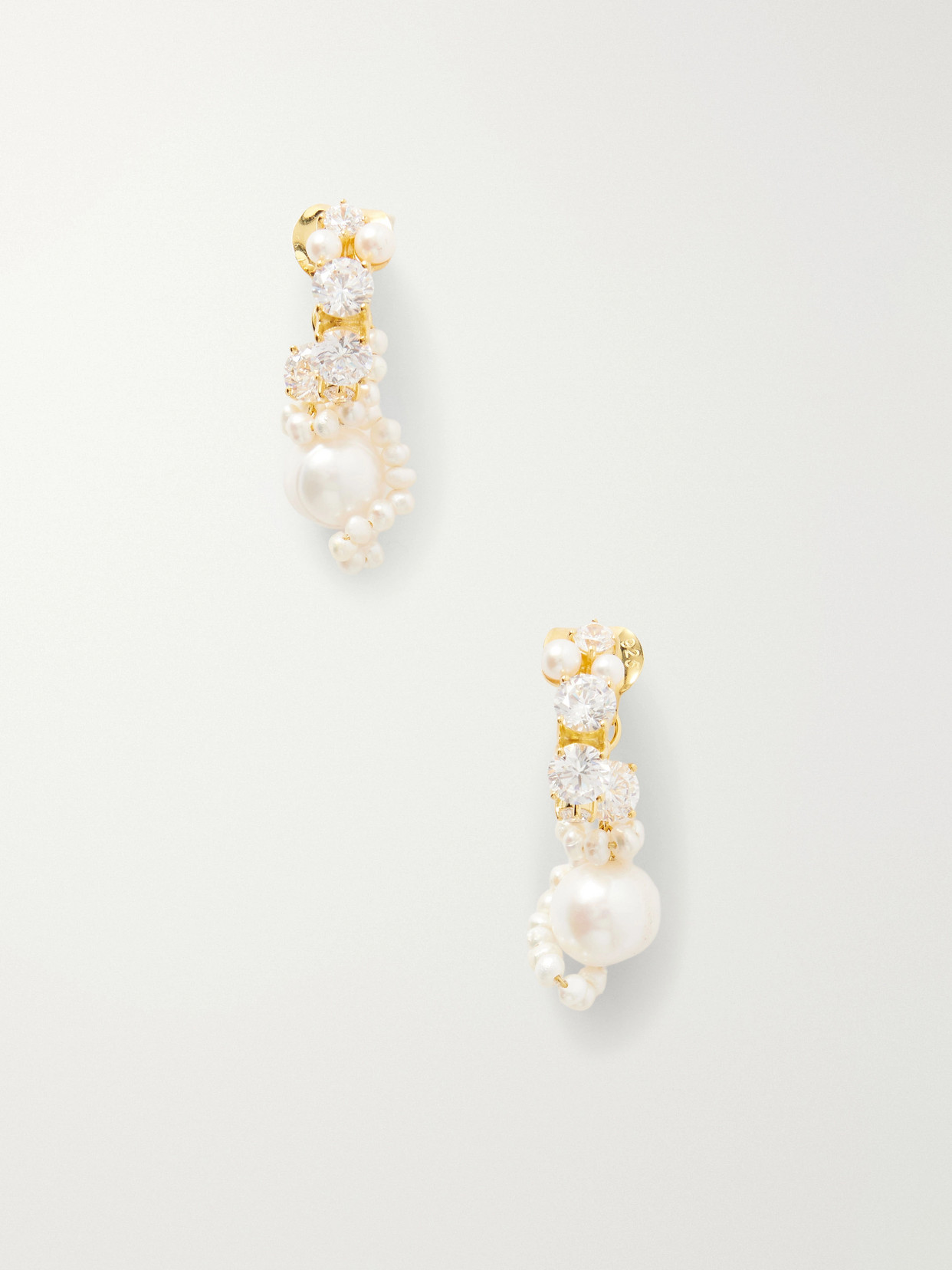 Completedworks Gold-plated Cubic Zirconia And Peal Hoop Earrings In Purple