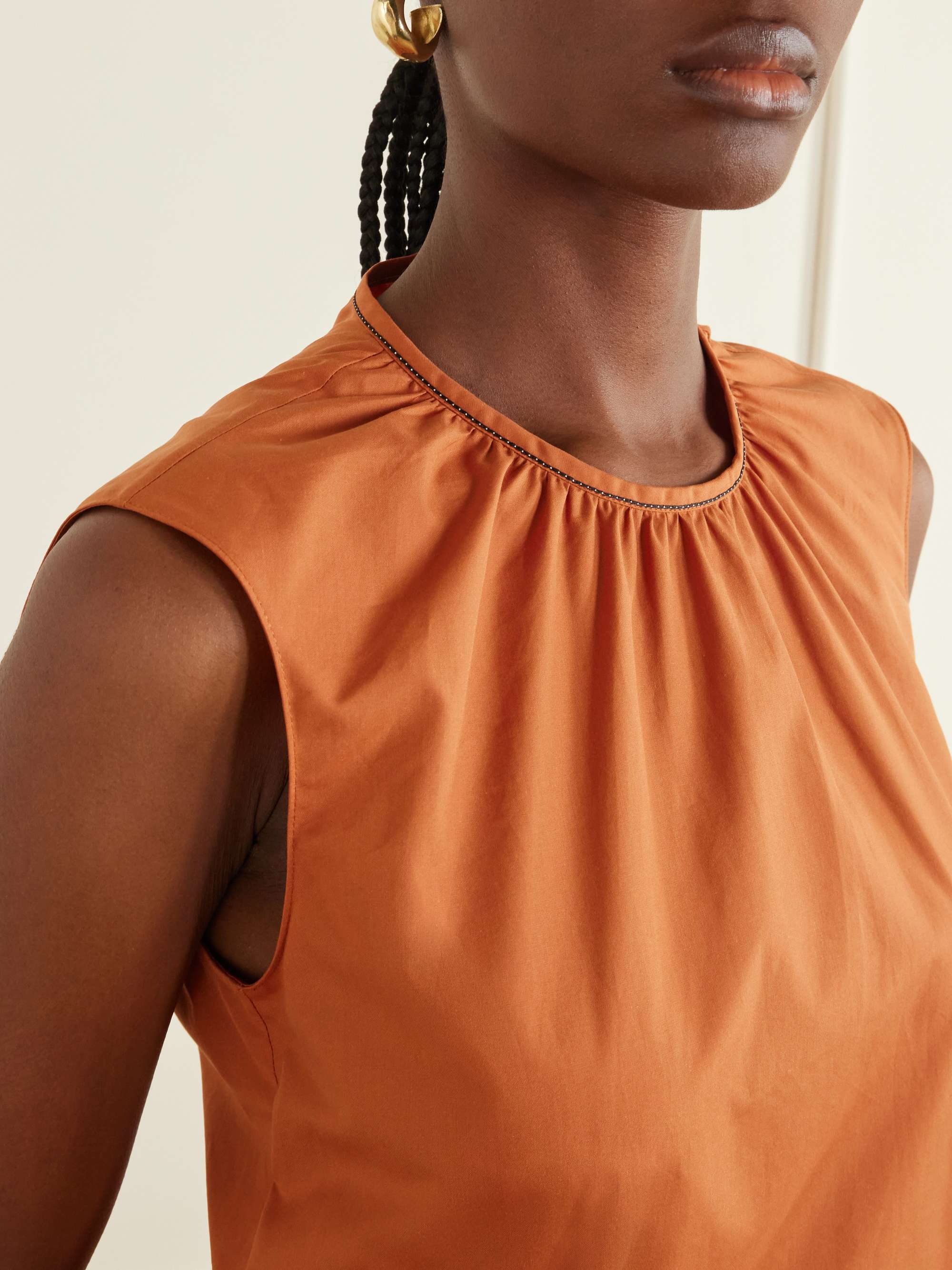 MARNI Gathered cotton-poplin midi dress | NET-A-PORTER