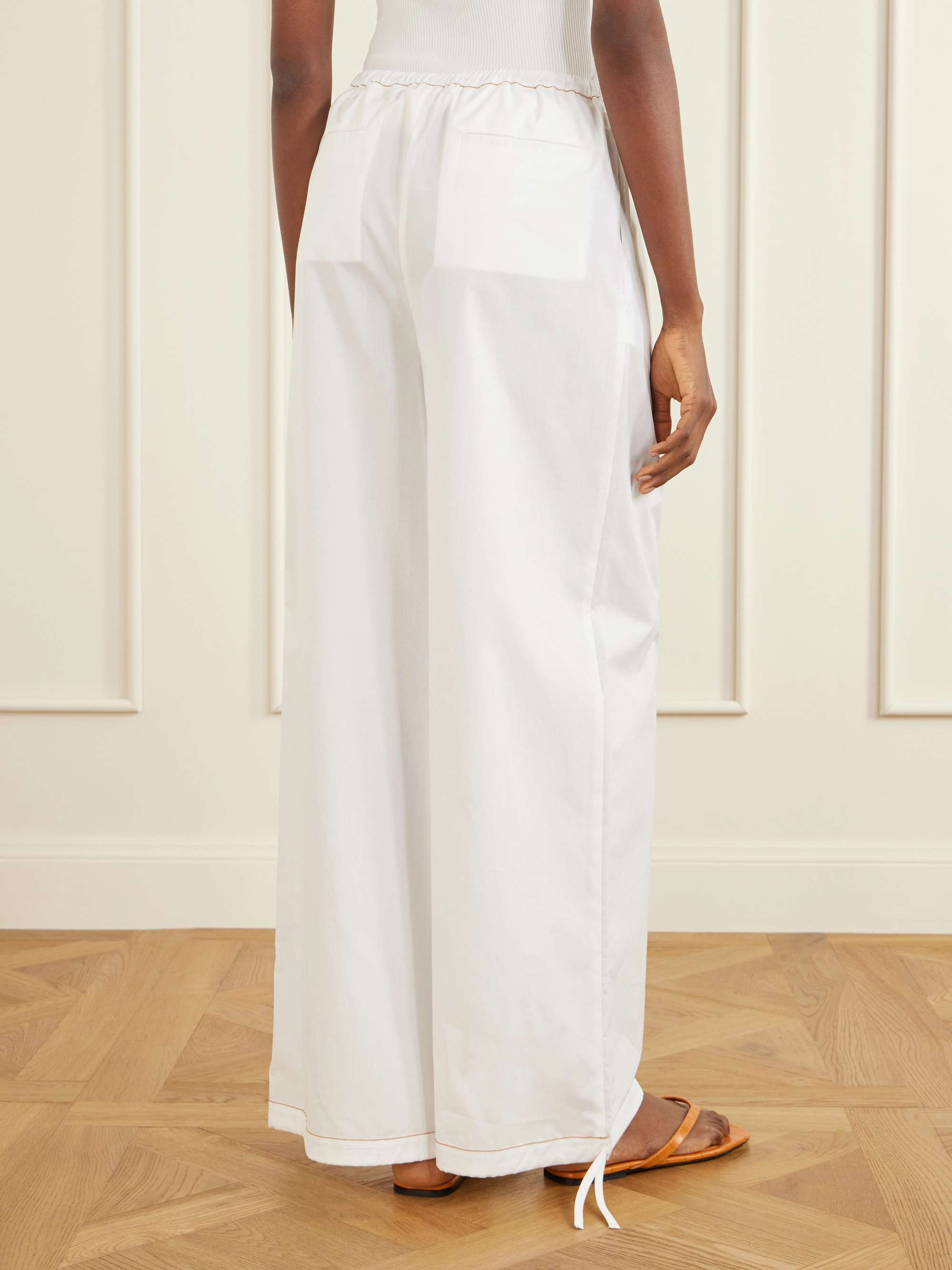 MARNI Pleated cotton-poplin mid-rise wide-leg pants | NET-A-PORTER