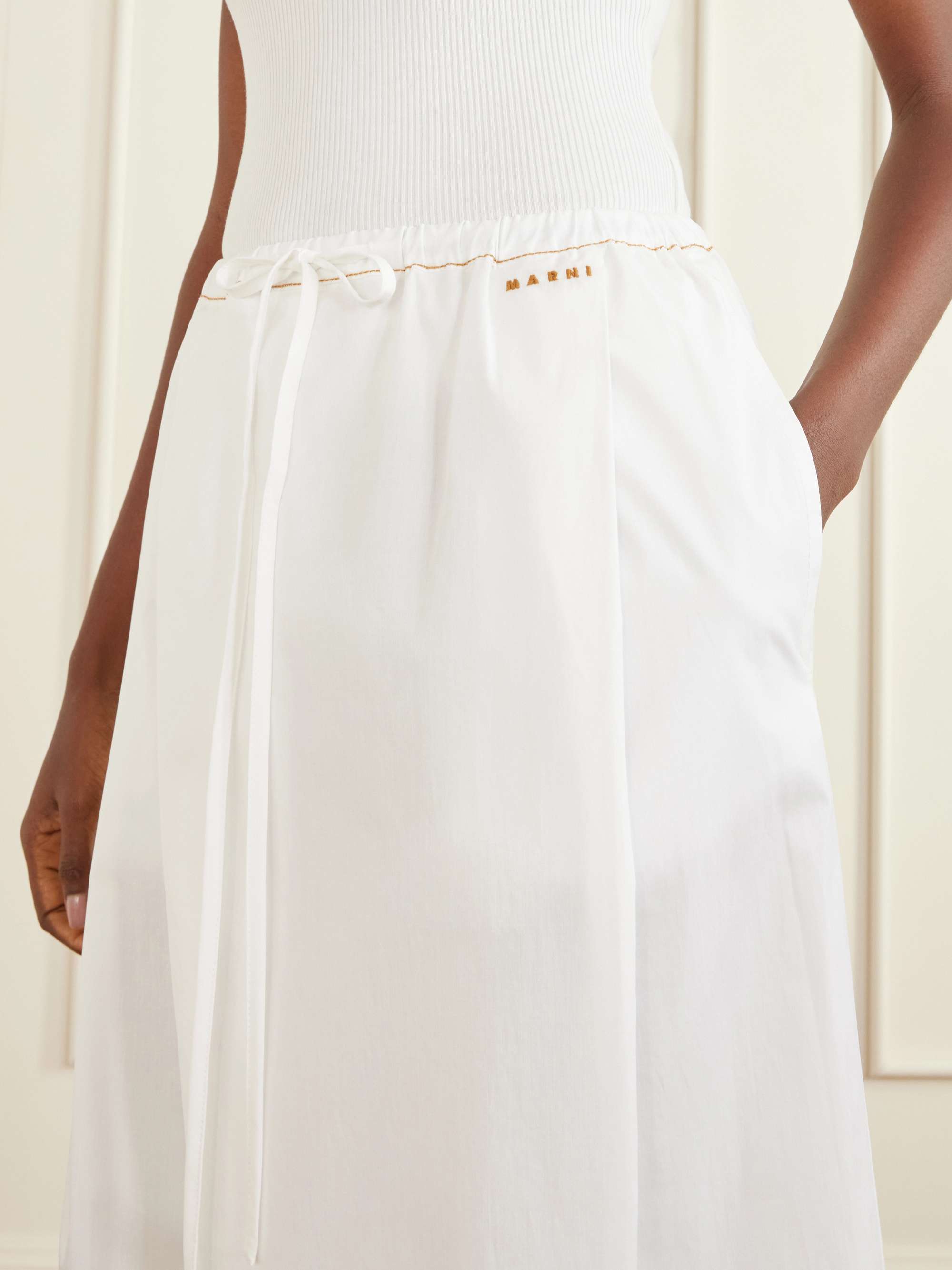 MARNI Pleated cotton-poplin mid-rise wide-leg pants | NET-A-PORTER