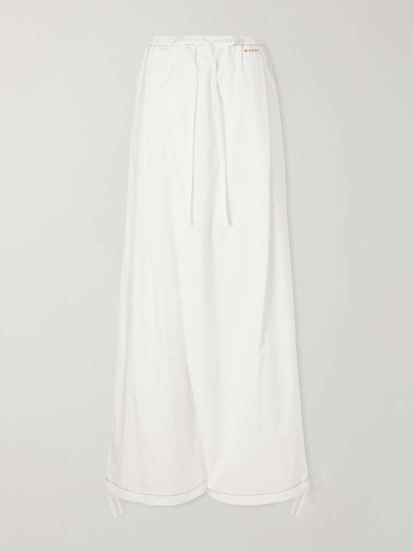 Marni Pleated Cotton-poplin Mid-rise Wide-leg Pants