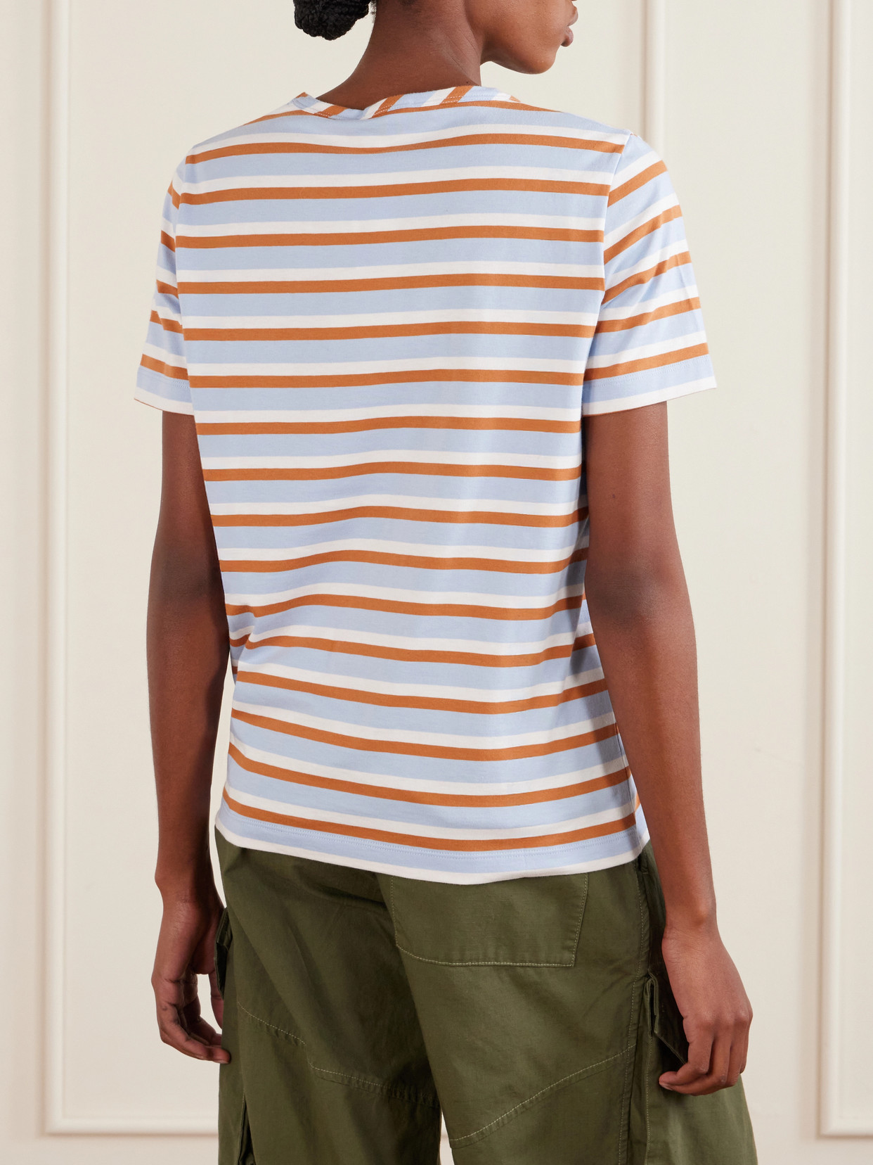 Appliquéd Striped Cotton-Jersey T-Shirt