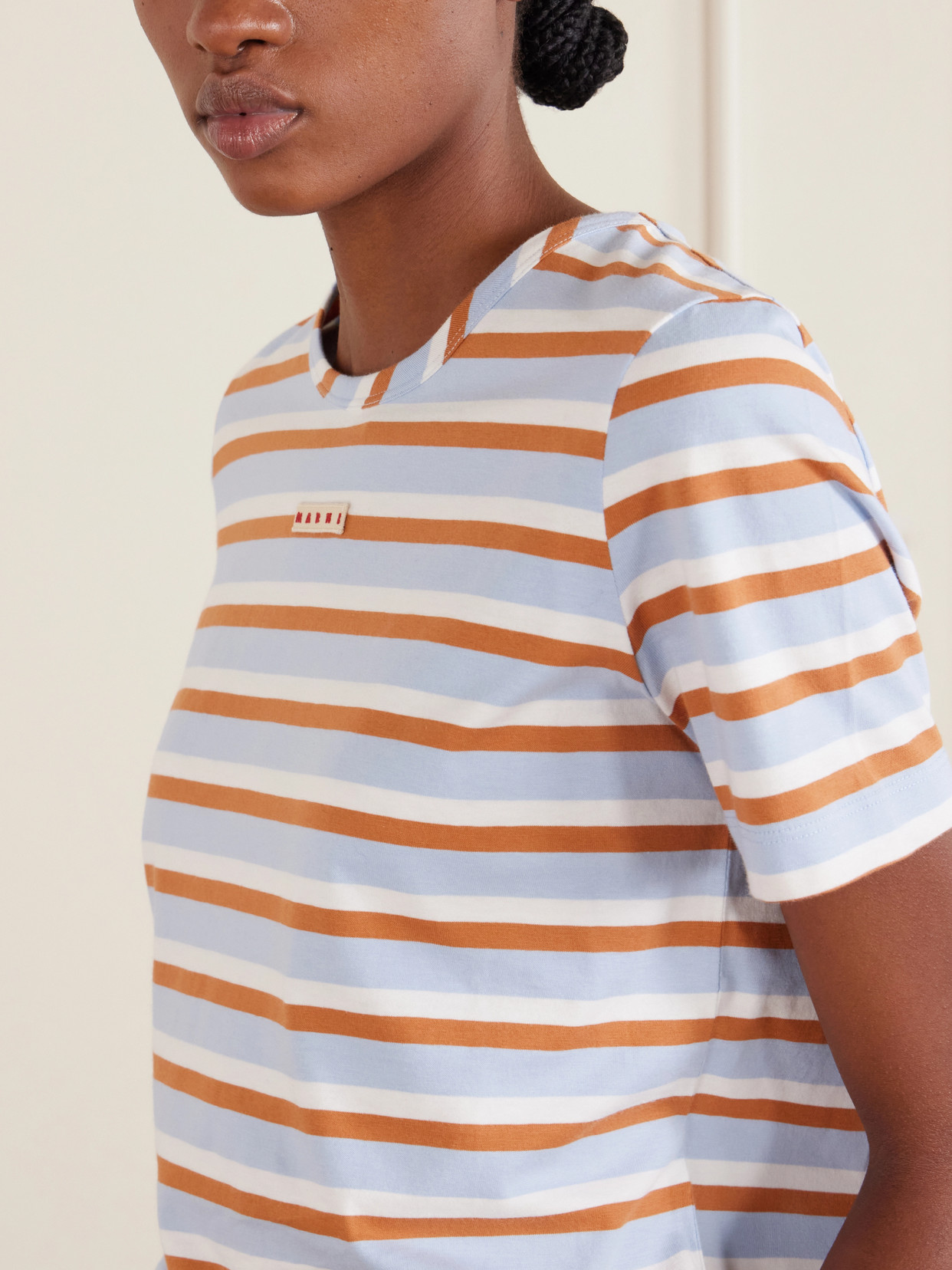 Appliquéd Striped Cotton-Jersey T-Shirt