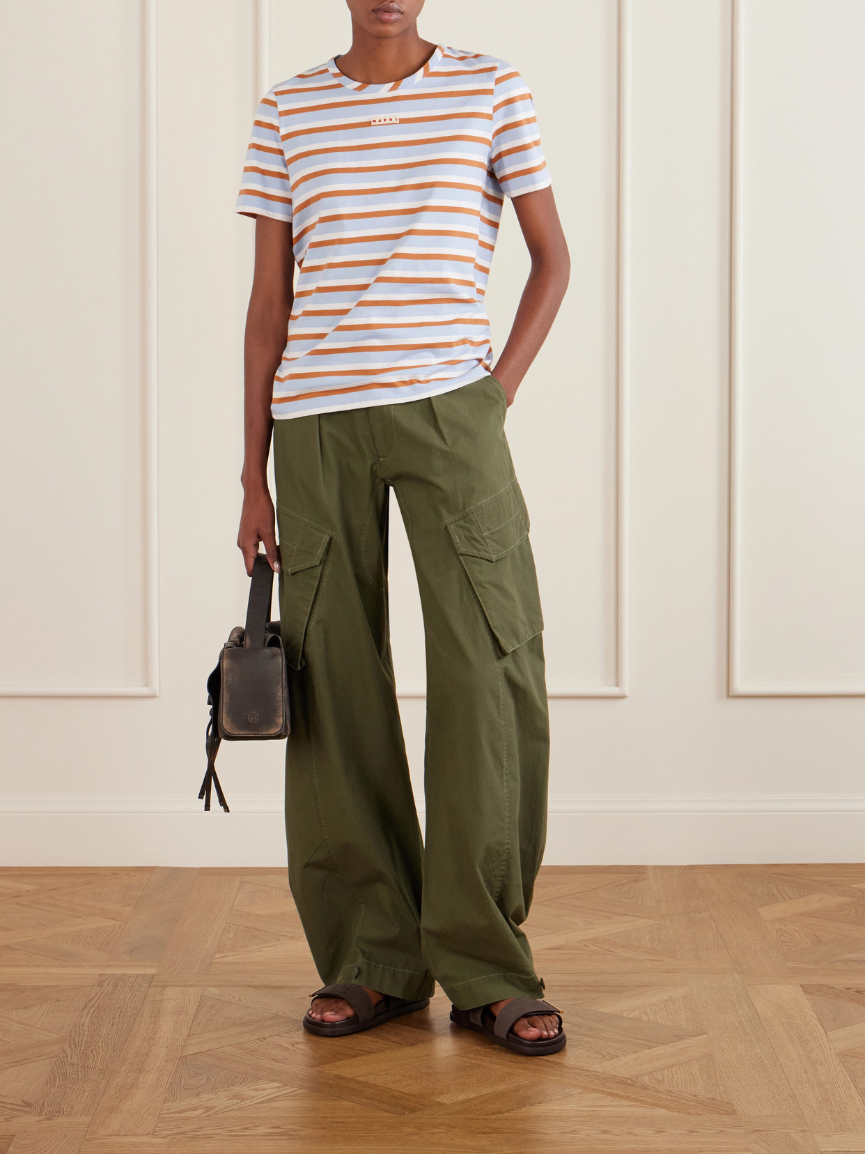 Appliquéd Striped Cotton-Jersey T-Shirt