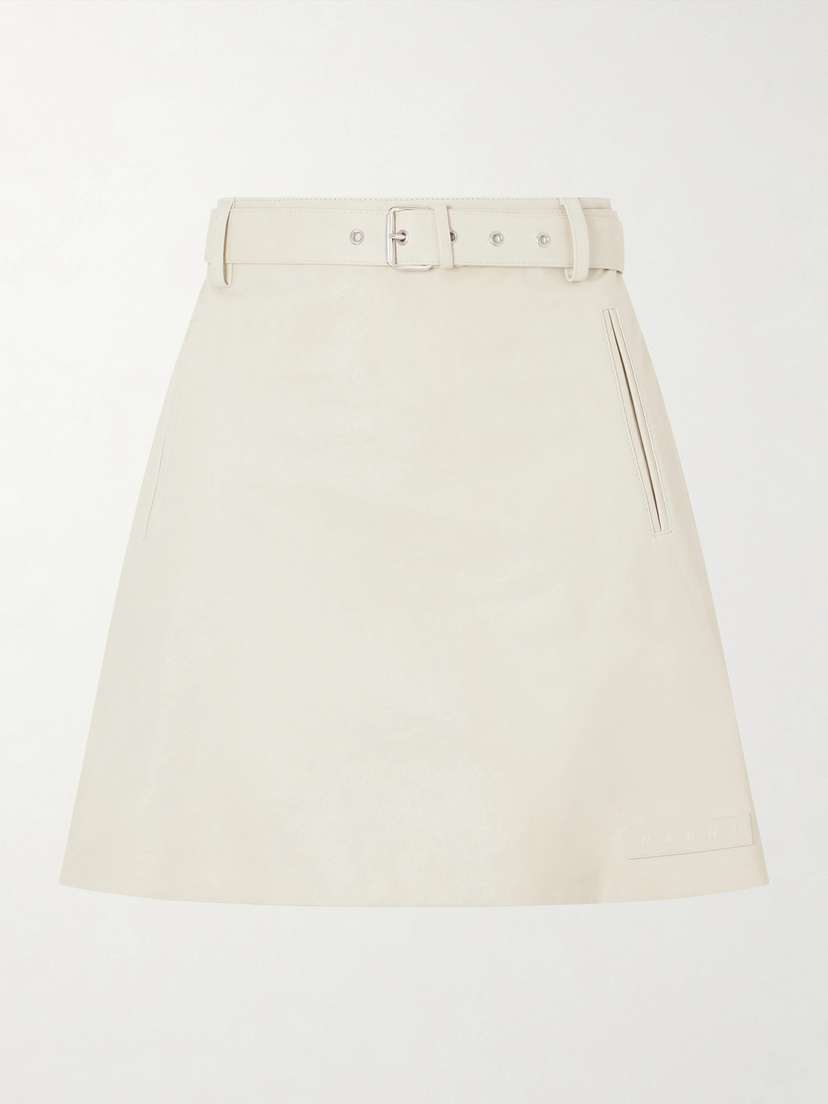 Marni Belted Striped Leather Mini Skirt