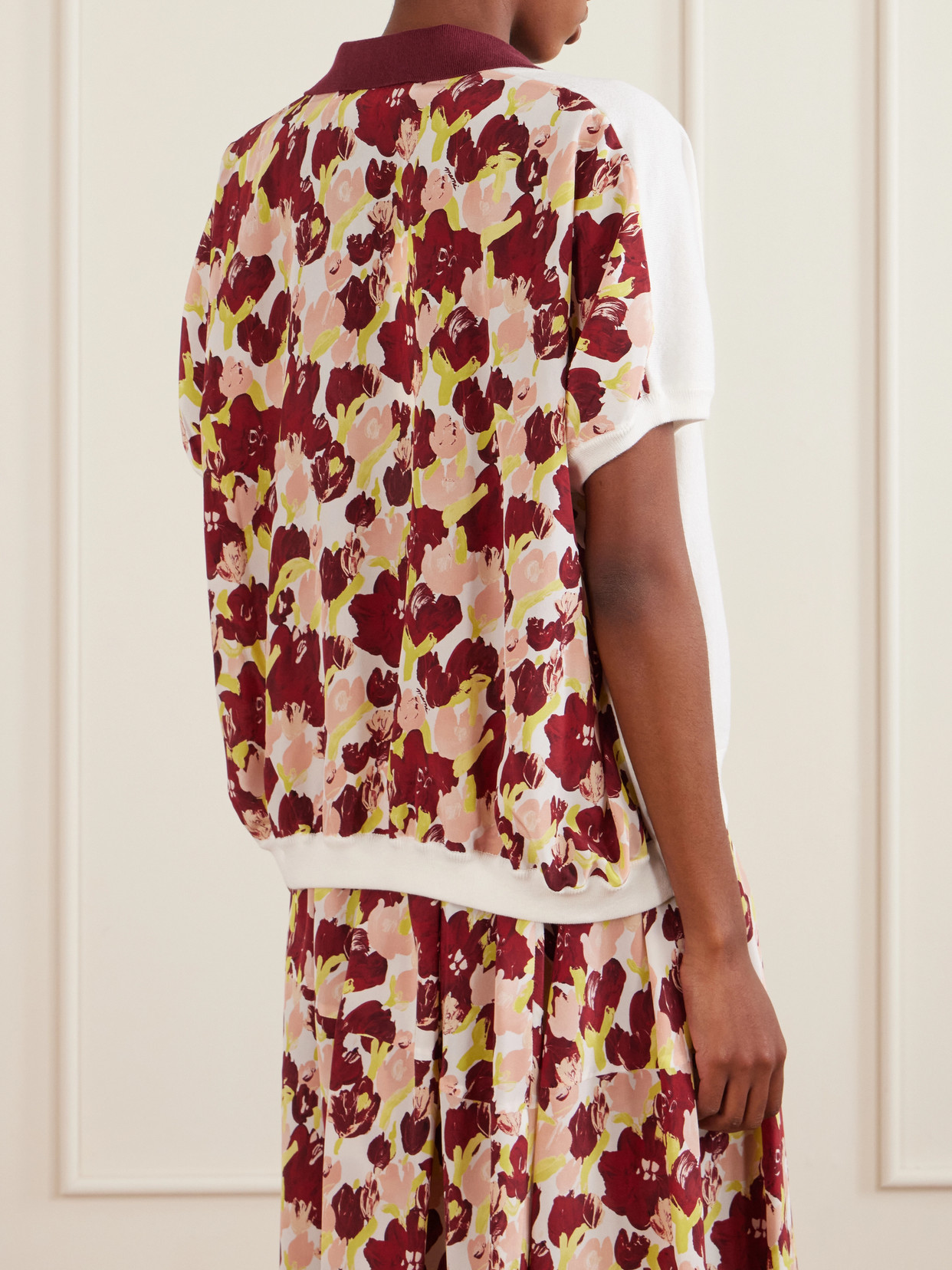 Floral-Printed Silk And Cotton-Blend Polo Sweater