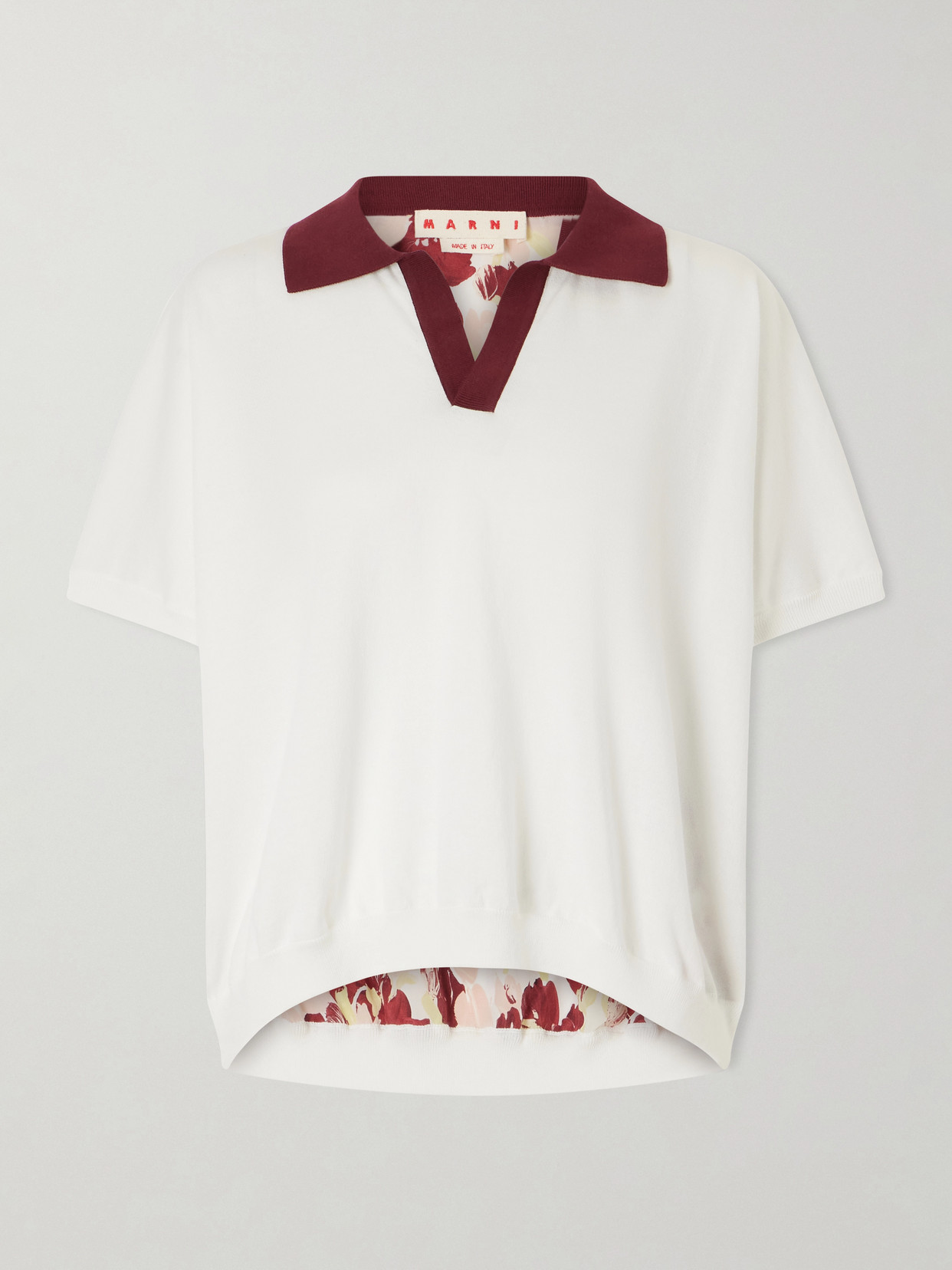 Floral-Printed Silk And Cotton-Blend Polo Sweater