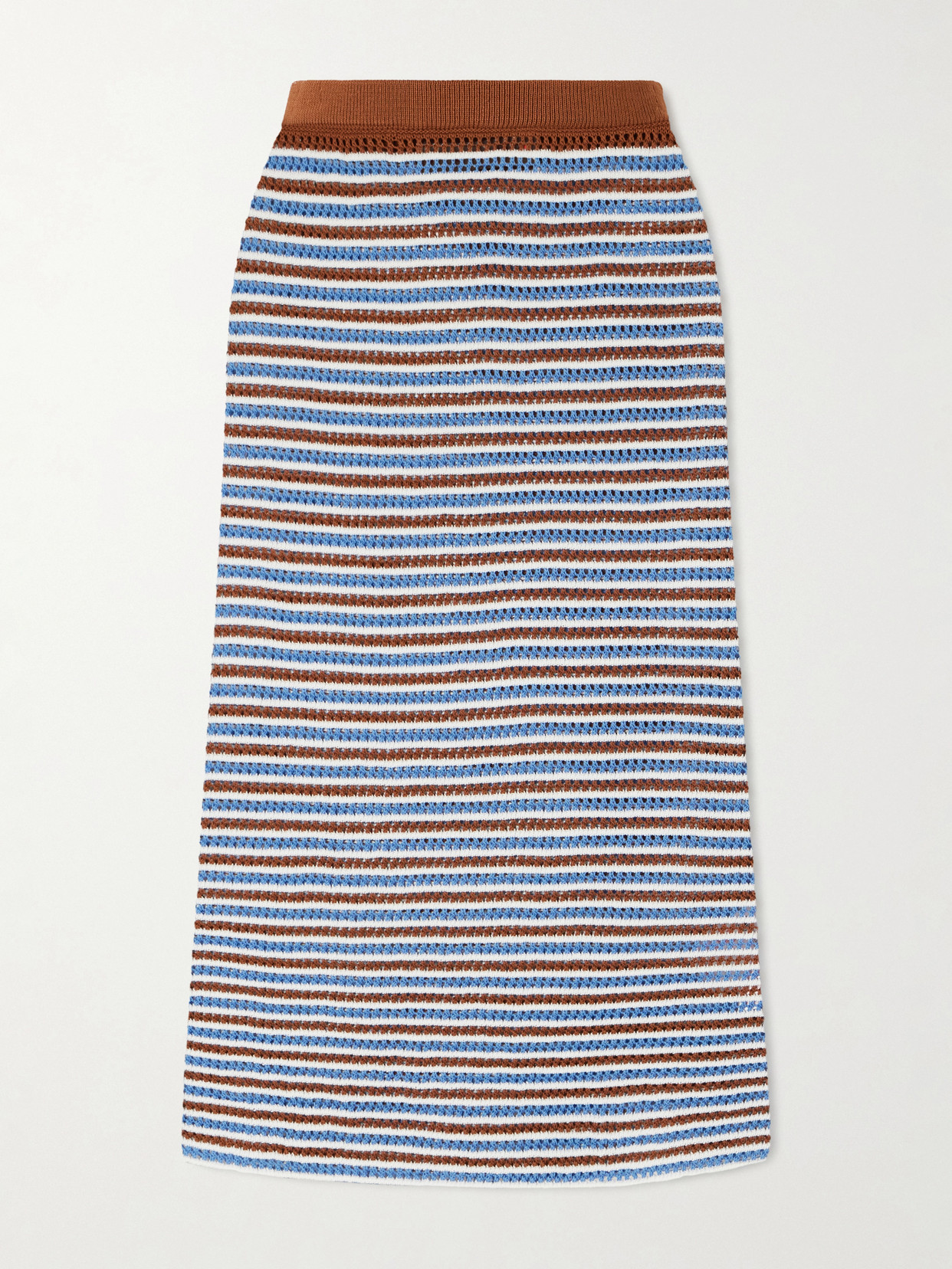 Striped Open-Knit Cotton Midi