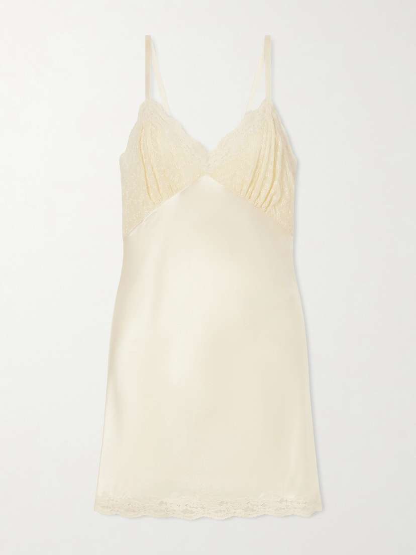 Saint Laurent Lace-trimmed Satin-satin Mini Dress