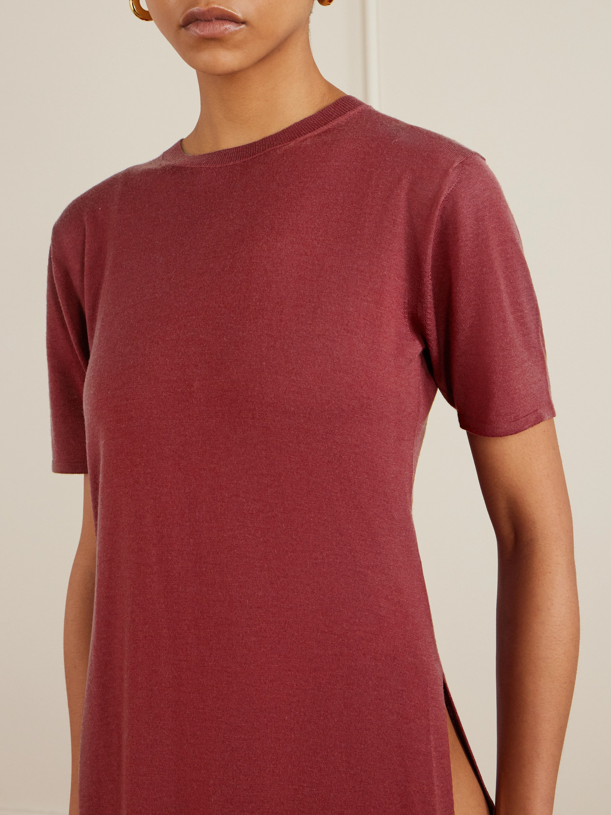 Saint Laurent Wool Maxi Dress In Red