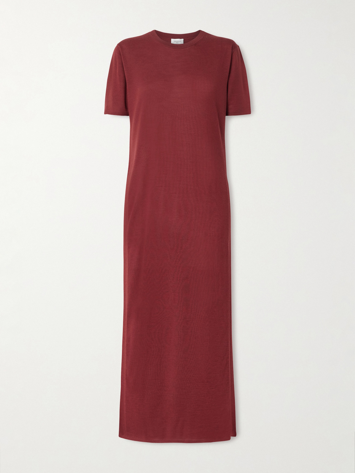 Saint Laurent Wool Maxi Dress In Red