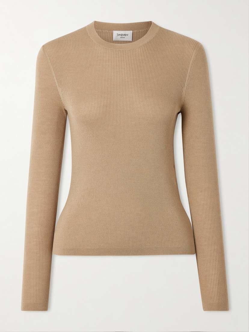 Saint Laurent Ribbed-knit Wool, Cashmere And Silk-blend Top