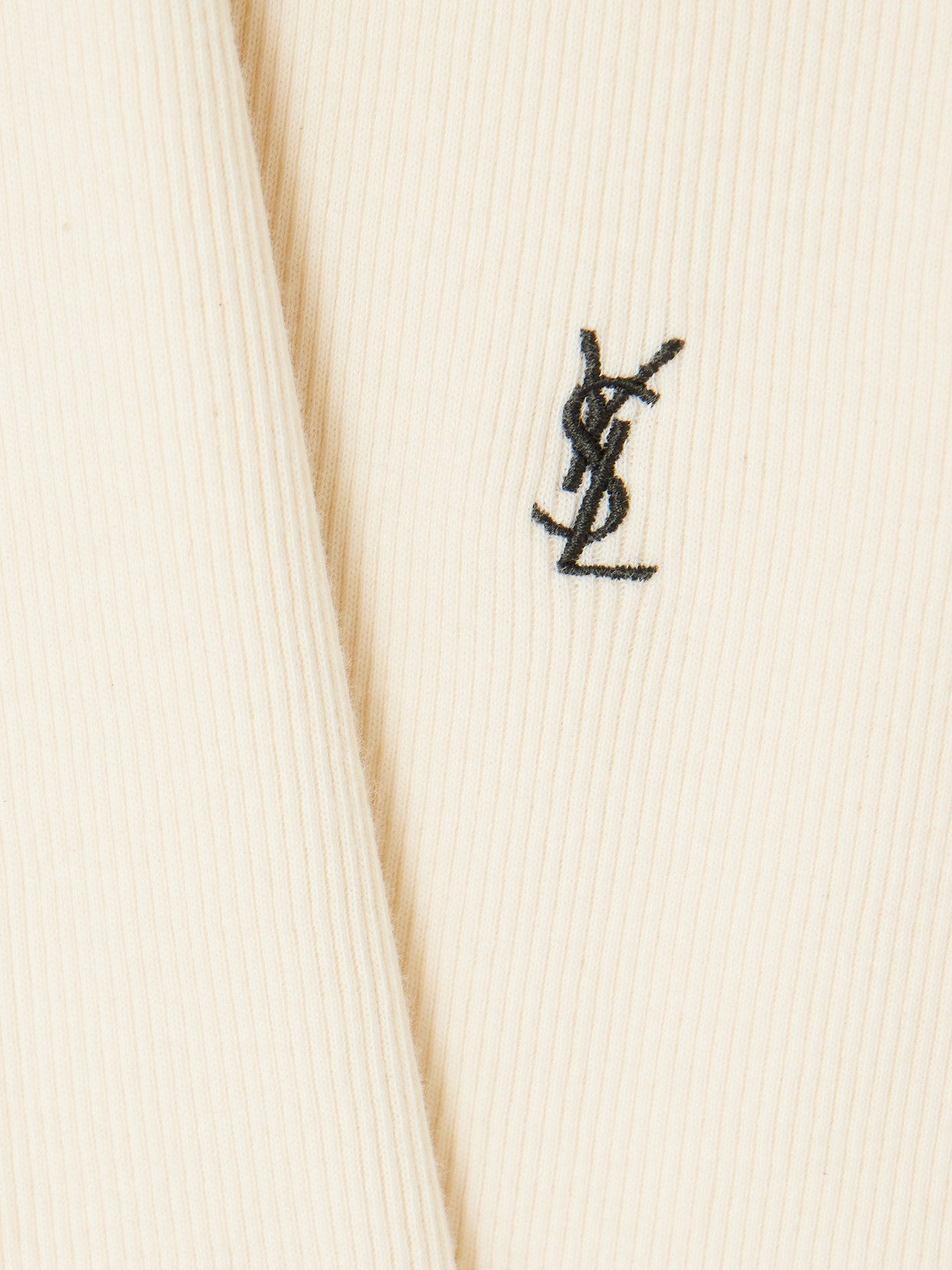 Saint Laurent Cassandre Embroidered Ribbed Cotton-jersey Tank In White