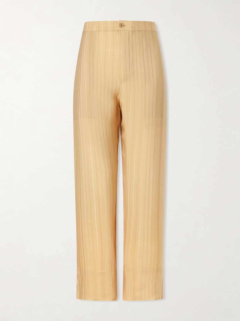Saint Laurent Striped Silk Straight-leg Pants