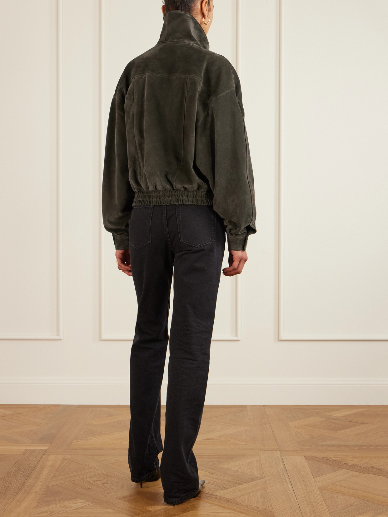 Saint Laurent Suede Jacket In Green