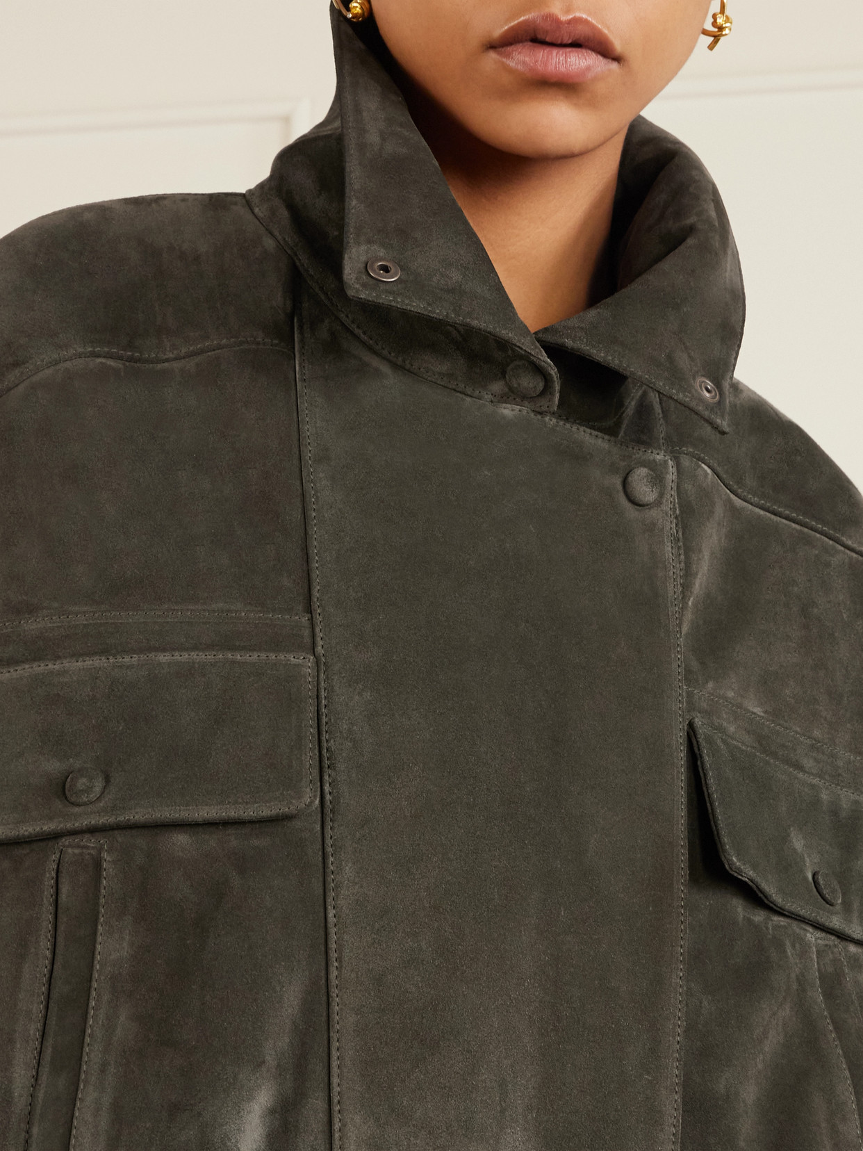 Saint Laurent Suede Jacket In Green