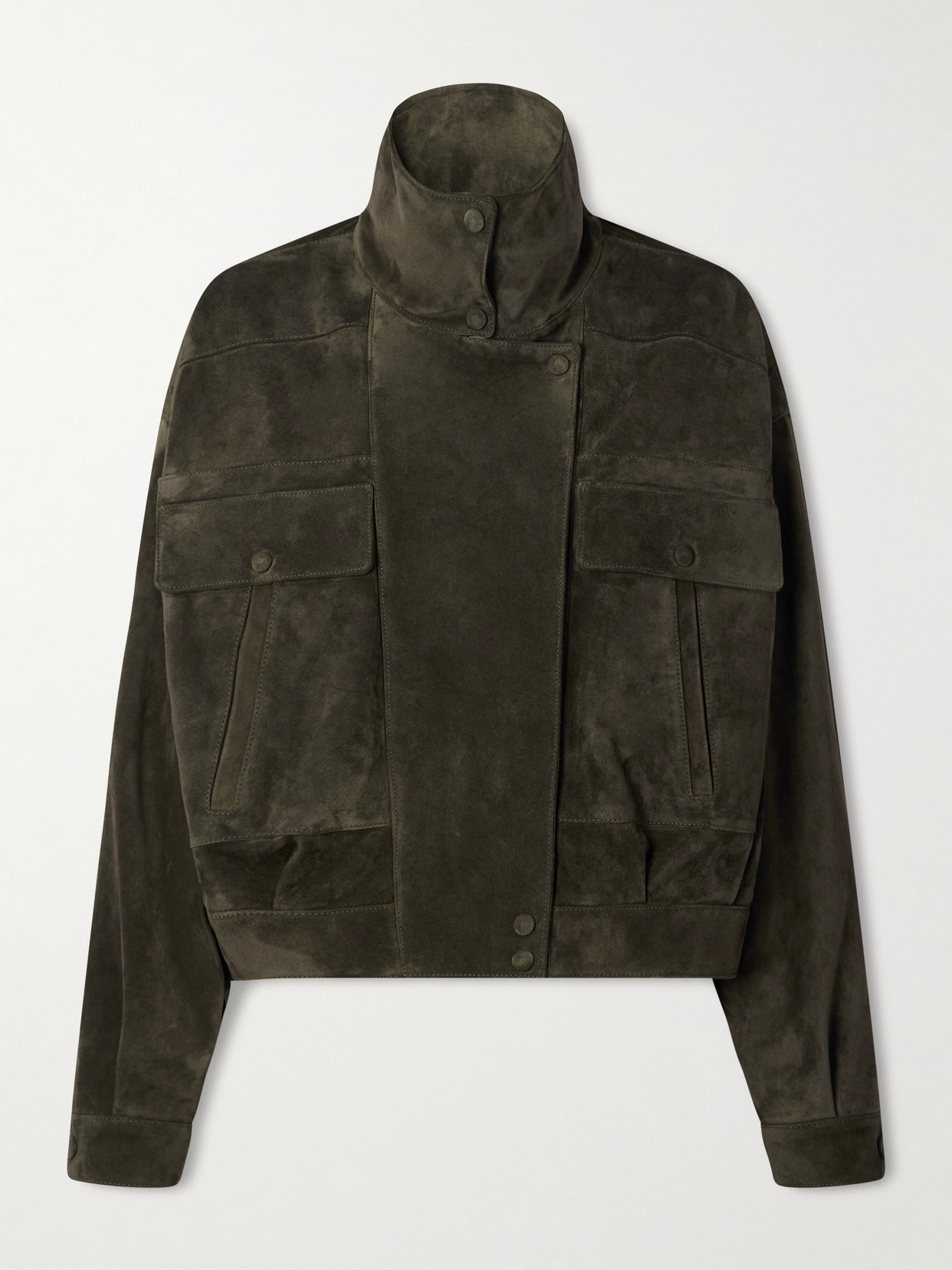 Saint Laurent Suede Jacket In Green