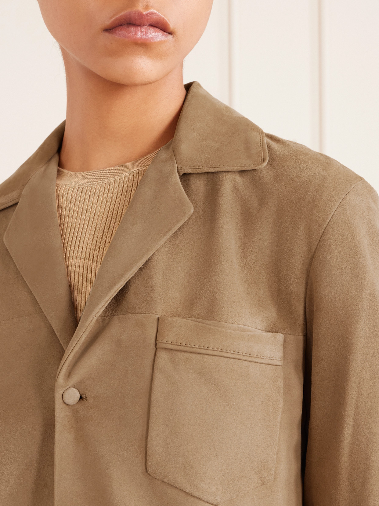 Saint Laurent Suede Shirt In Brown