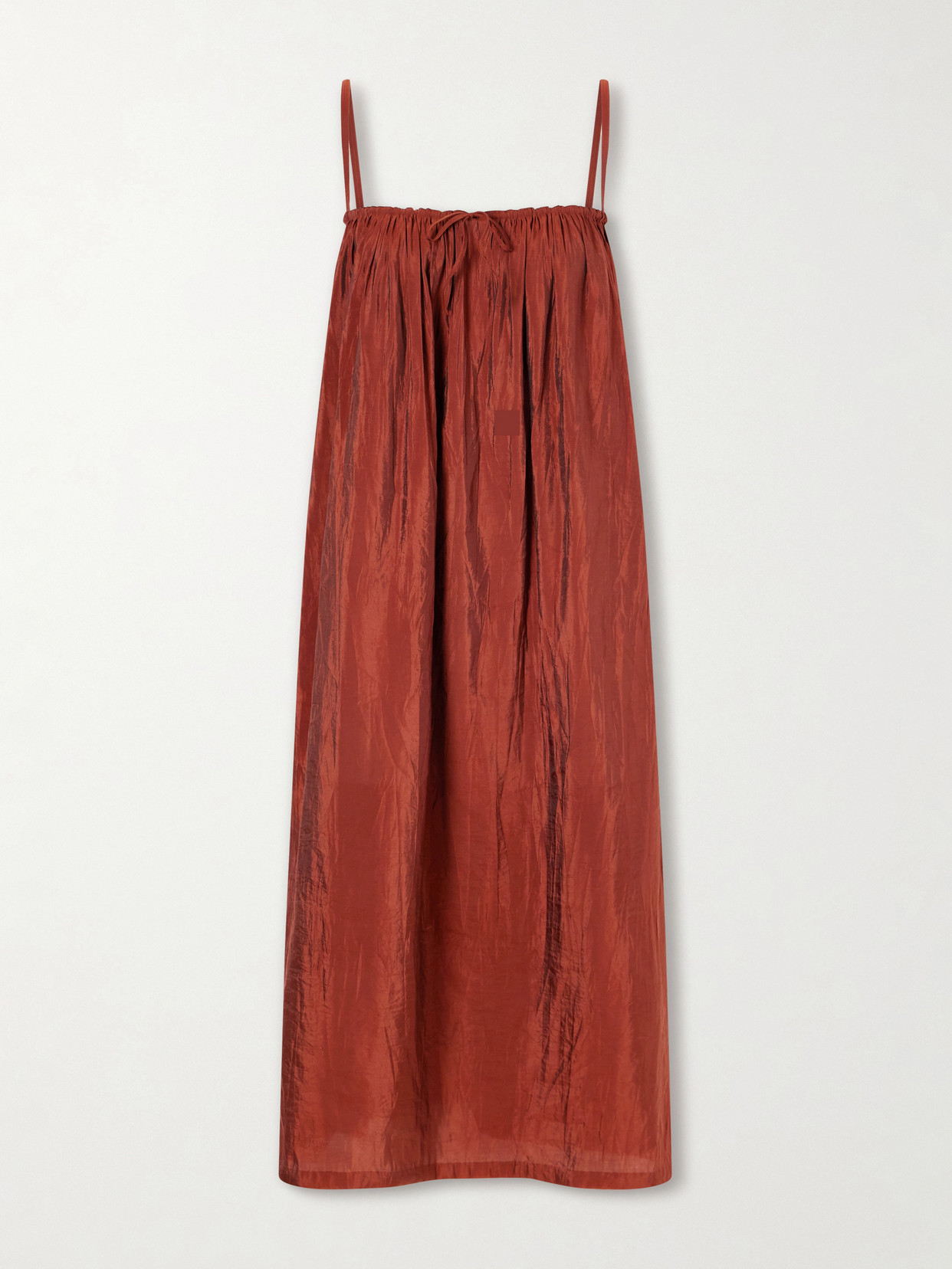 SAINT LAURENT - Gathered Taffeta Midi Dress - Burgundy