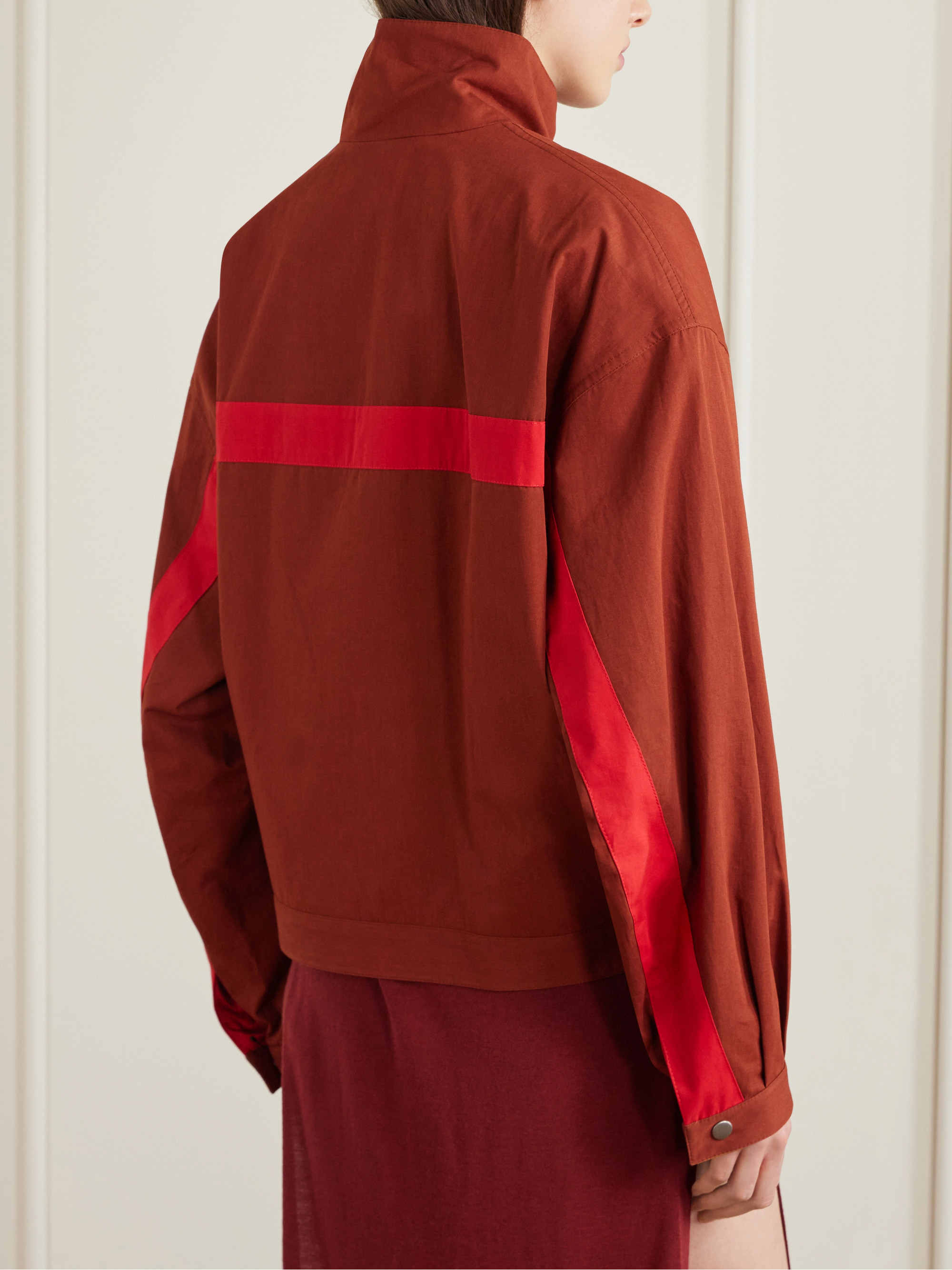Saint Laurent Embroidered striped cotton jacket
