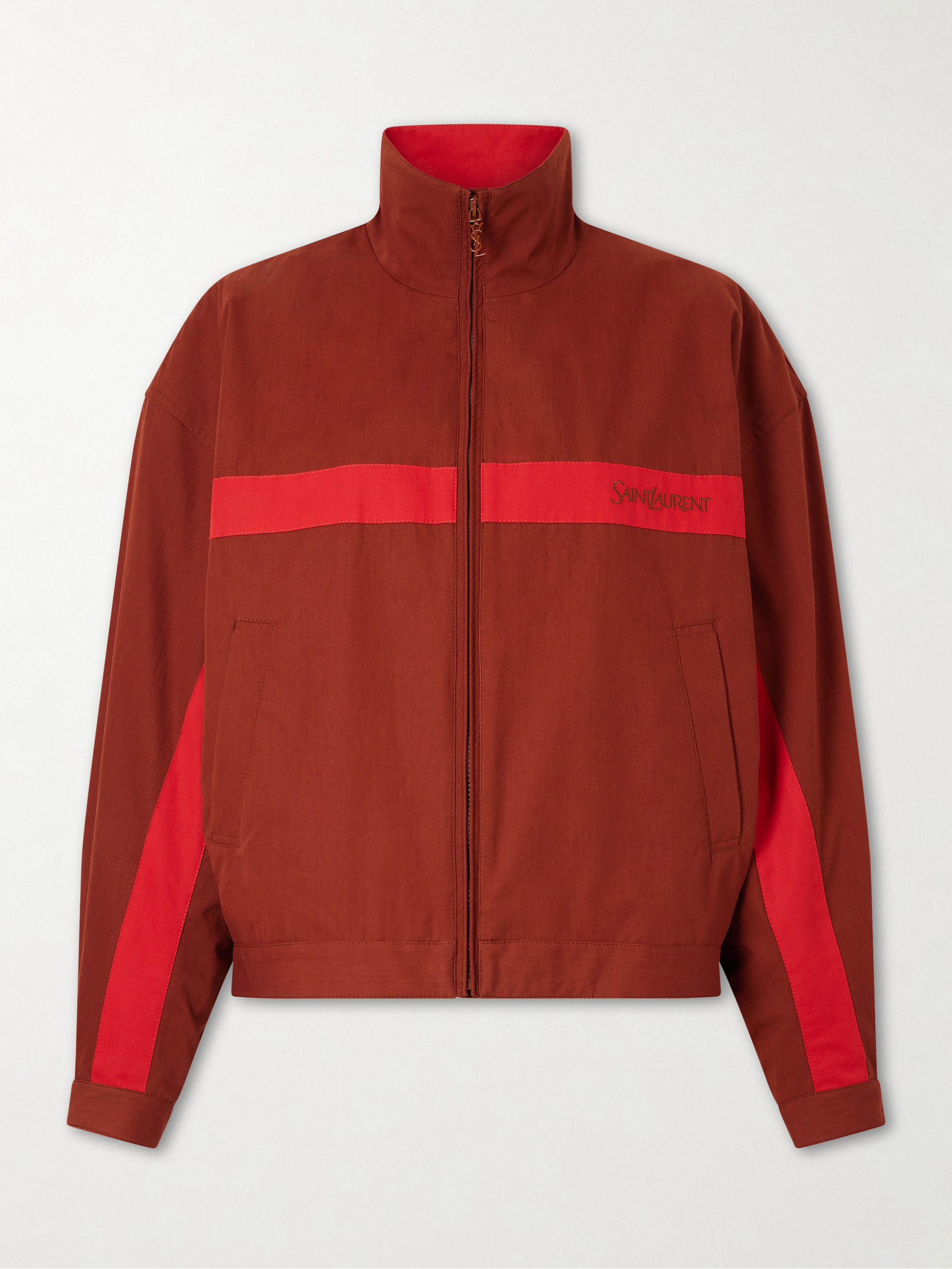Saint Laurent Embroidered striped cotton jacket