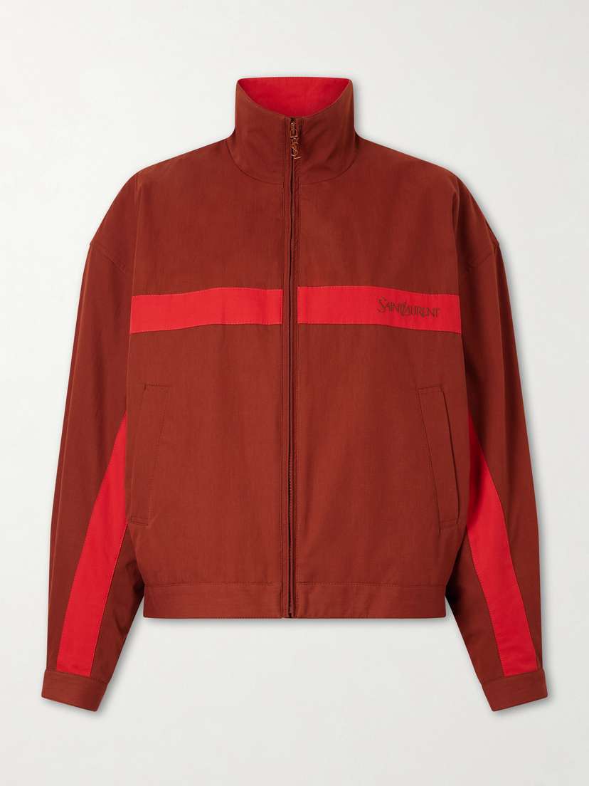 Saint Laurent Embroidered Striped Cotton Jacket