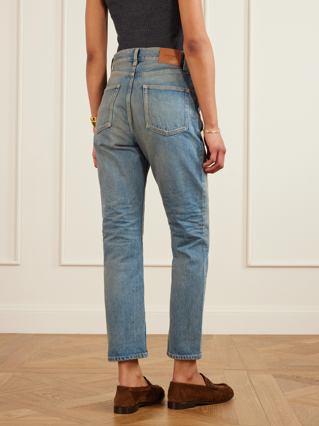 Saint Laurent High-rise Slim-leg Jeans In Blue
