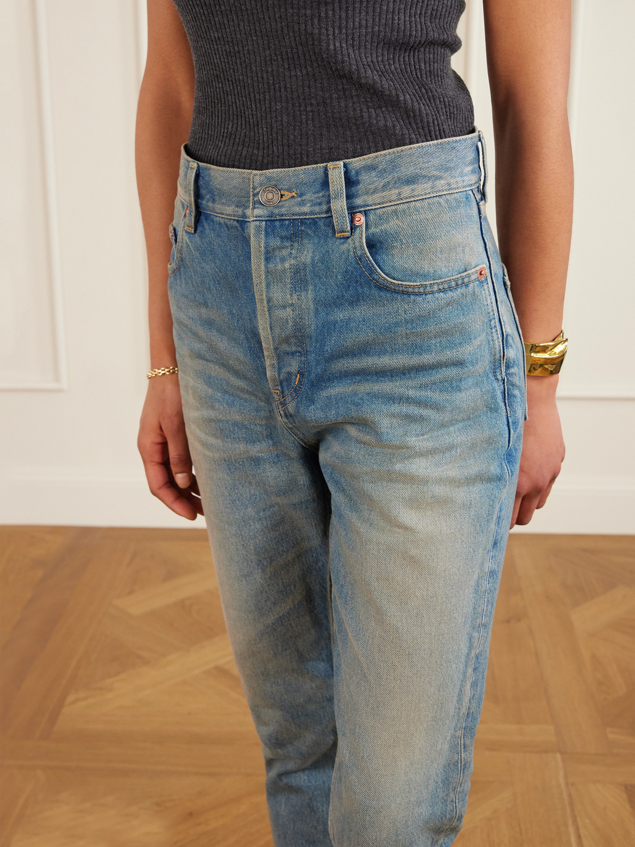 Saint Laurent High-rise Slim-leg Jeans In Blue