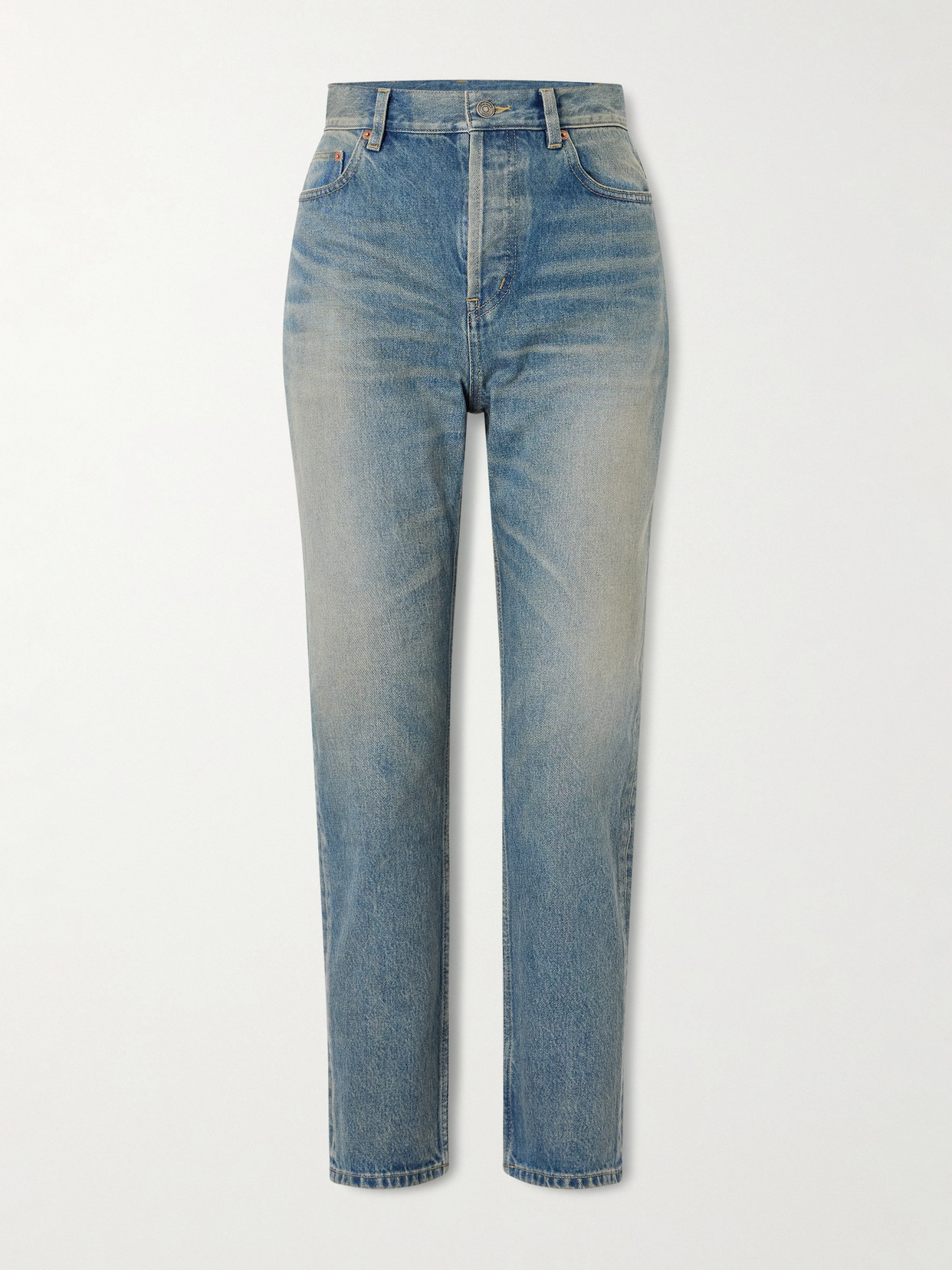 Saint Laurent High-rise Slim-leg Jeans In Blue