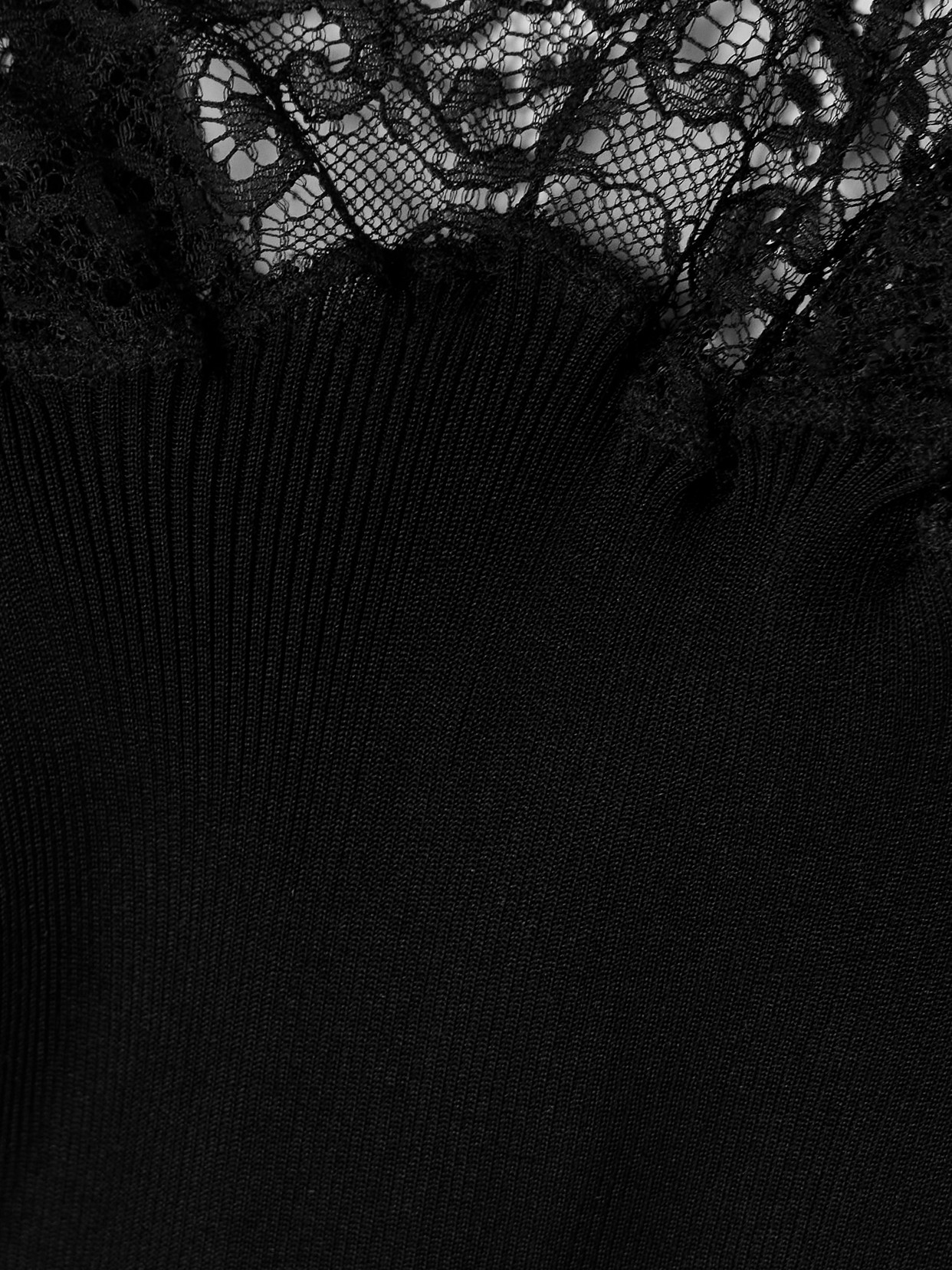 Saint Laurent Scalloped Lace-trimmed Ribbed Silk-jersey Tank In Black