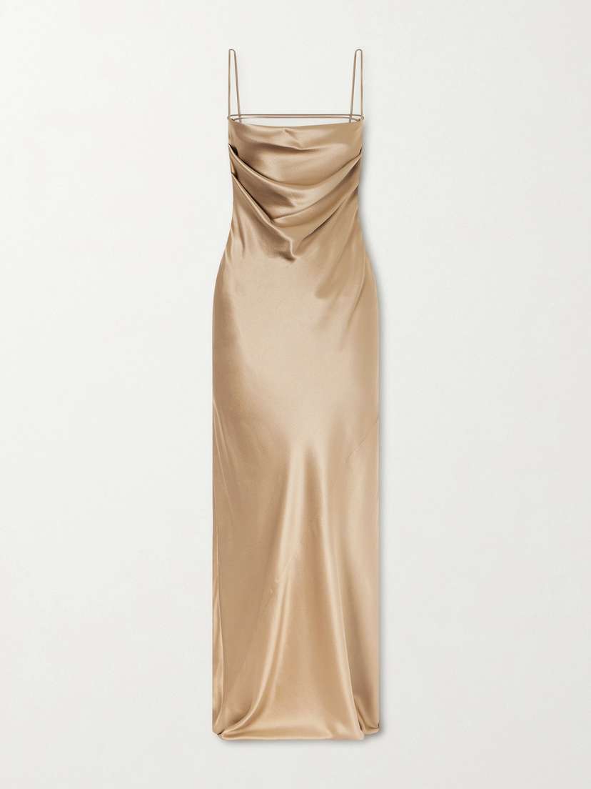 Saint Laurent Open-back Draped Silk-satin Maxi Dress