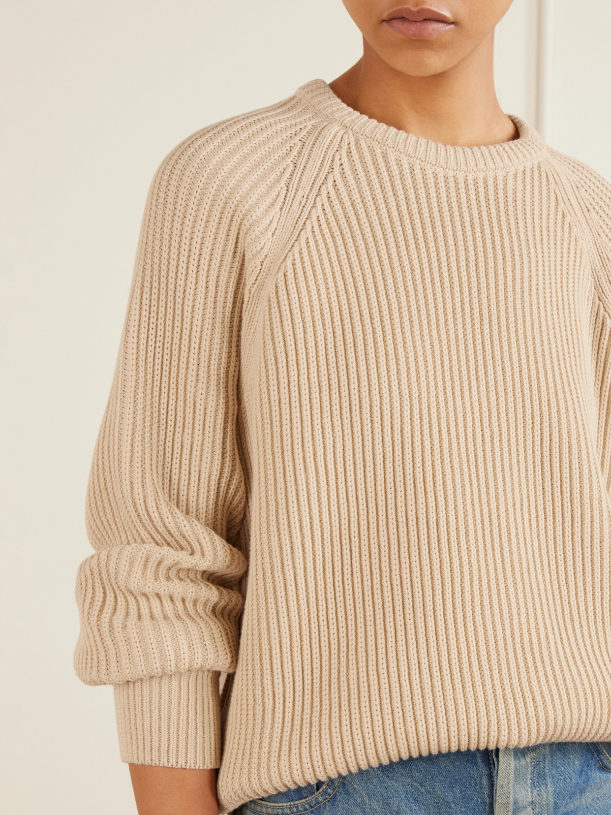 Ribbed-Knit Cotton Sweater