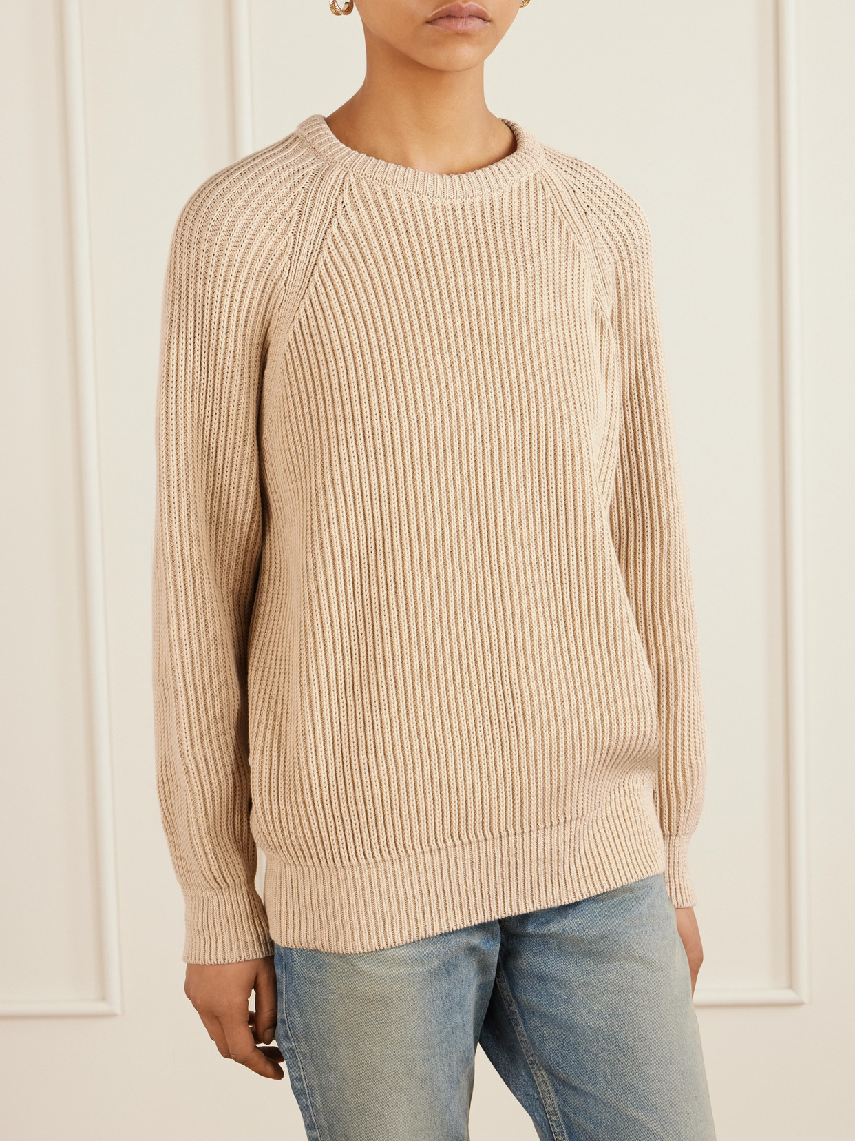 Ribbed-Knit Cotton Sweater
