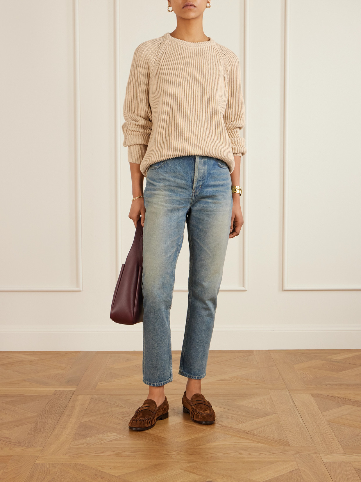 Ribbed-Knit Cotton Sweater