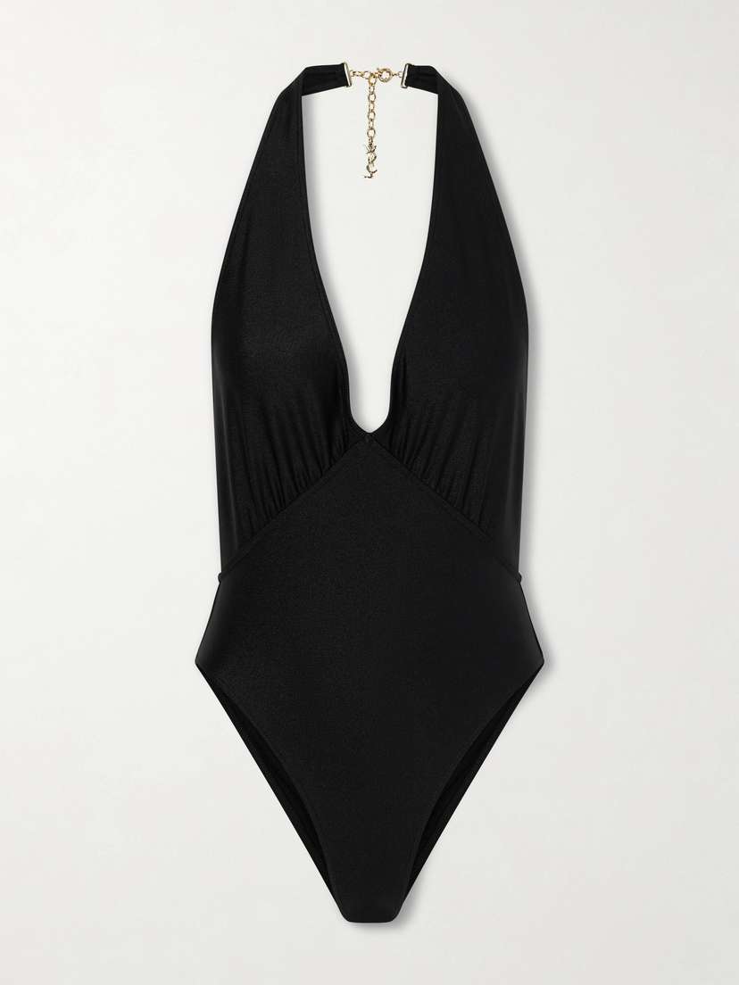 Saint Laurent Gathered Halterneck Swimsuit