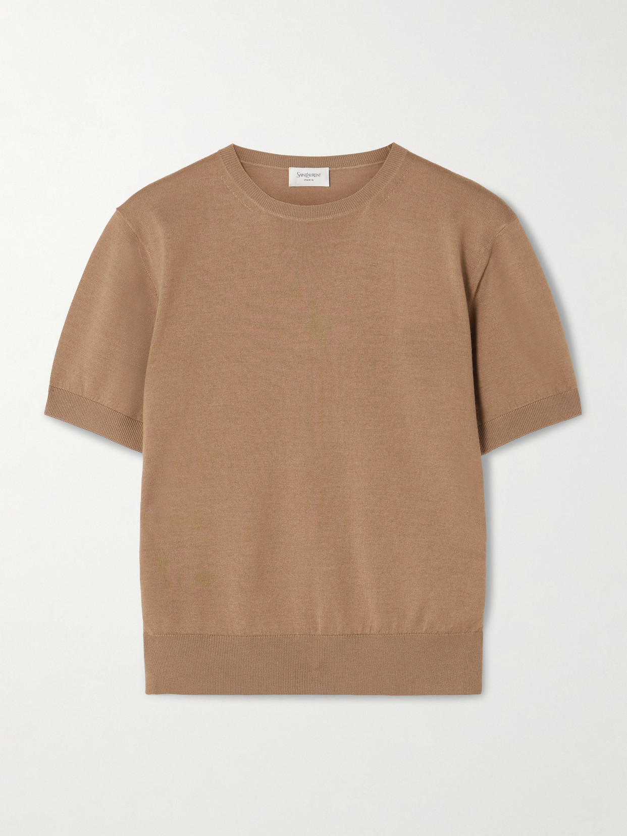 Saint Laurent Wool, Cashmere And Silk-blend Top In Brown