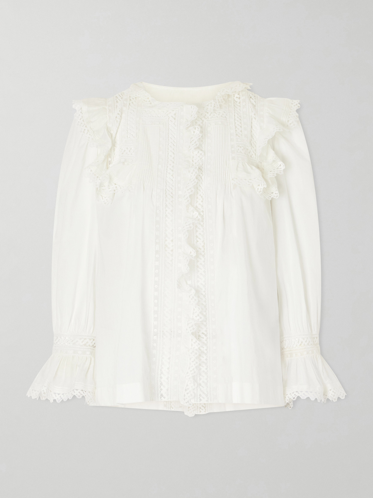 SAINT LAURENT - Crochet-trimmed Cotton-voile Blouse - White