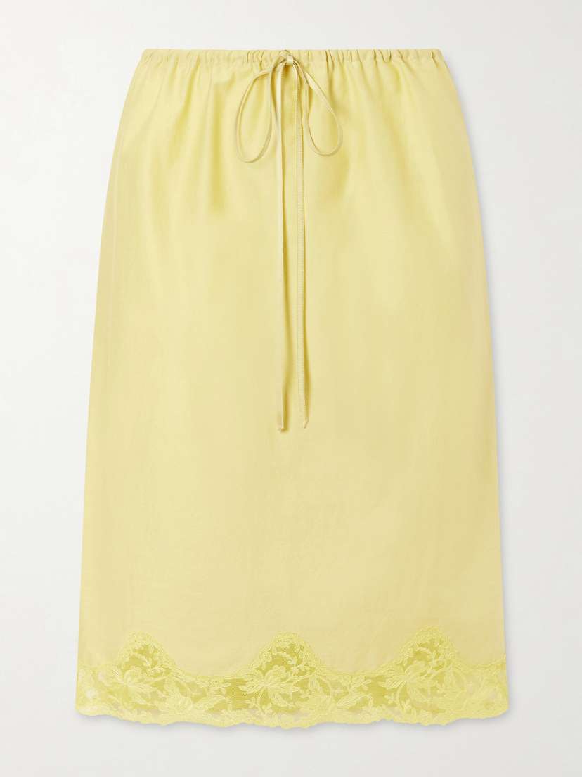 Saint Laurent Lace-trimmed Poplin Midi Skirt