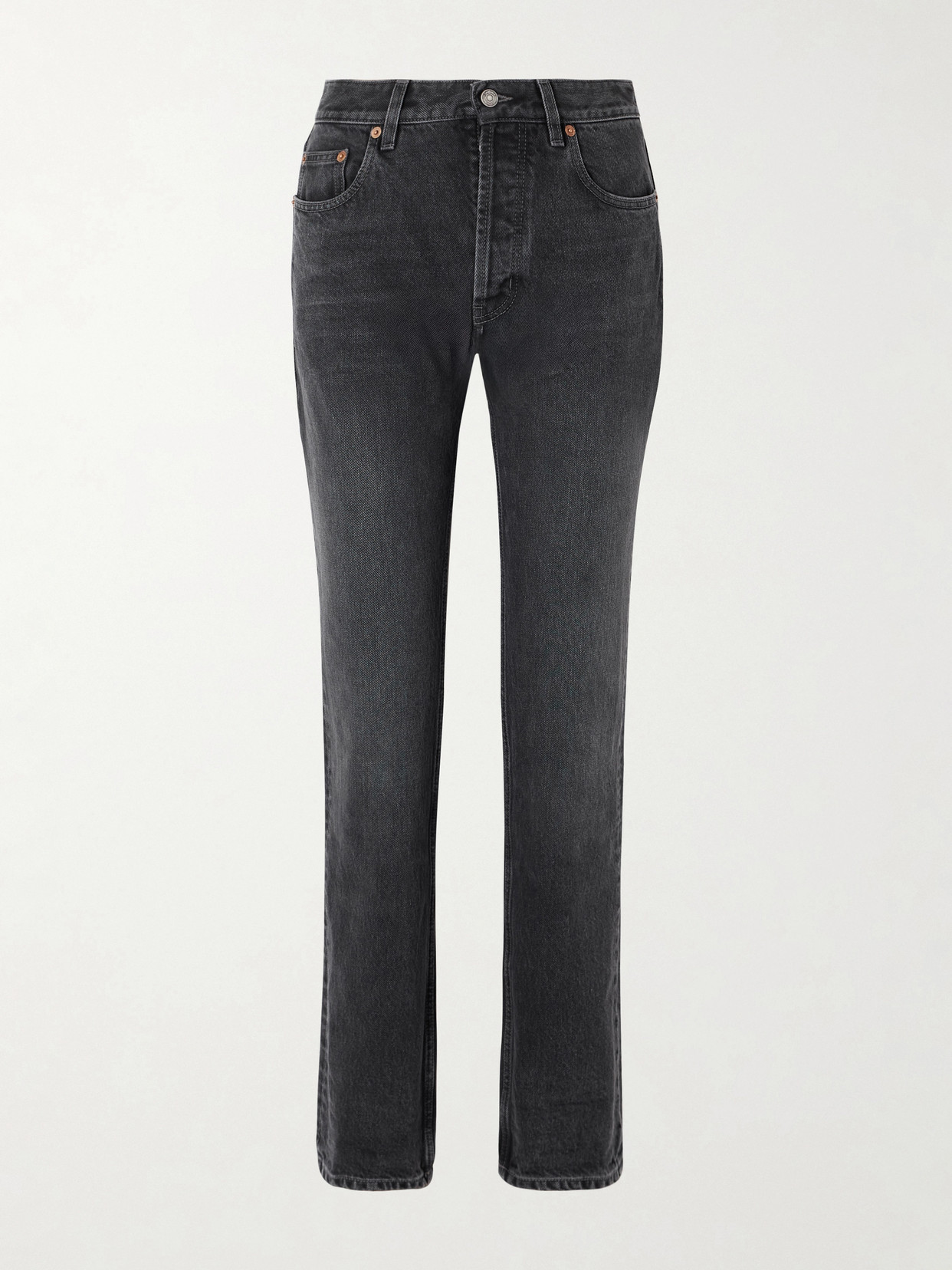 Saint Laurent High-rise Straight-leg Jeans In Black