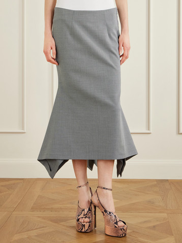 THE ATTICO Wool and cotton-blend midi skirt