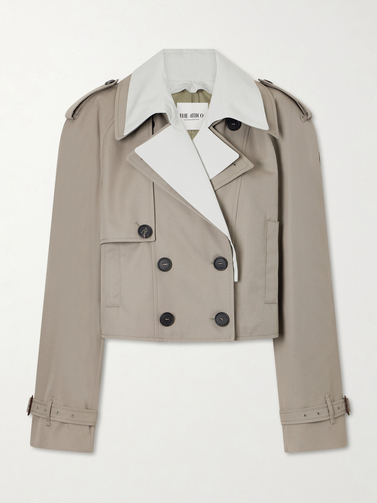 Attico Short Trench Jacket In Brown