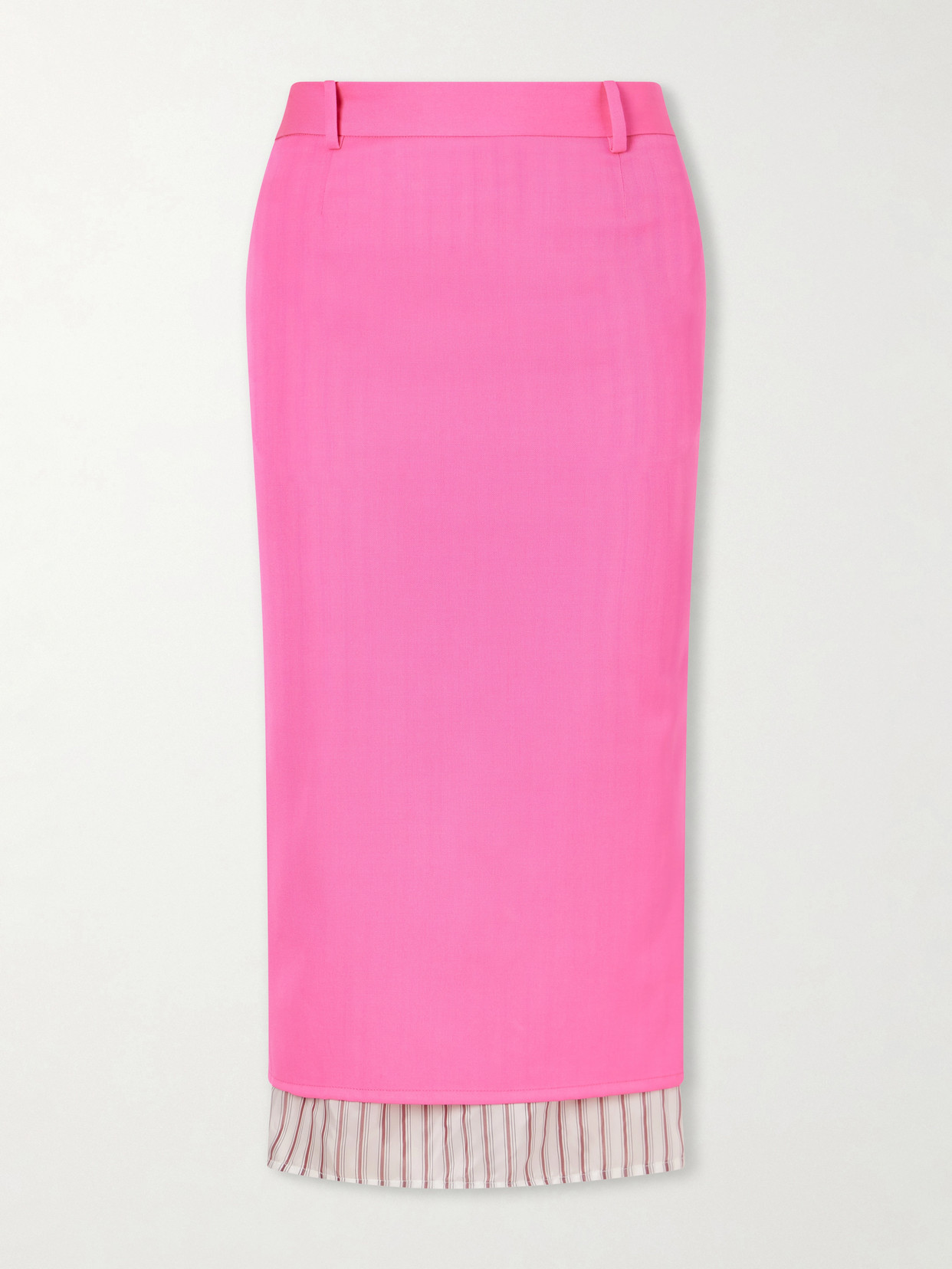 Layered Striped Wool-Twill Midi