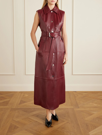 Sportmax Belted leather trench coat