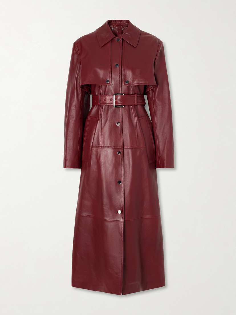 Sportmax Belted Leather Trench Coat