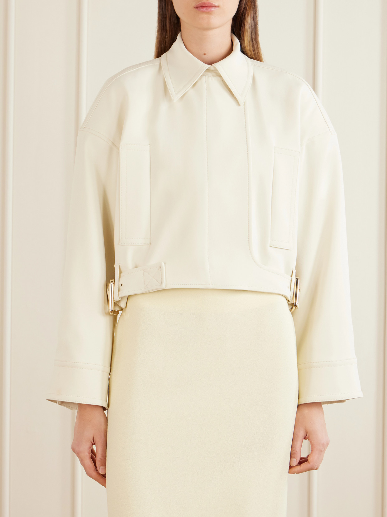 Cropped Belted Woven Jacket