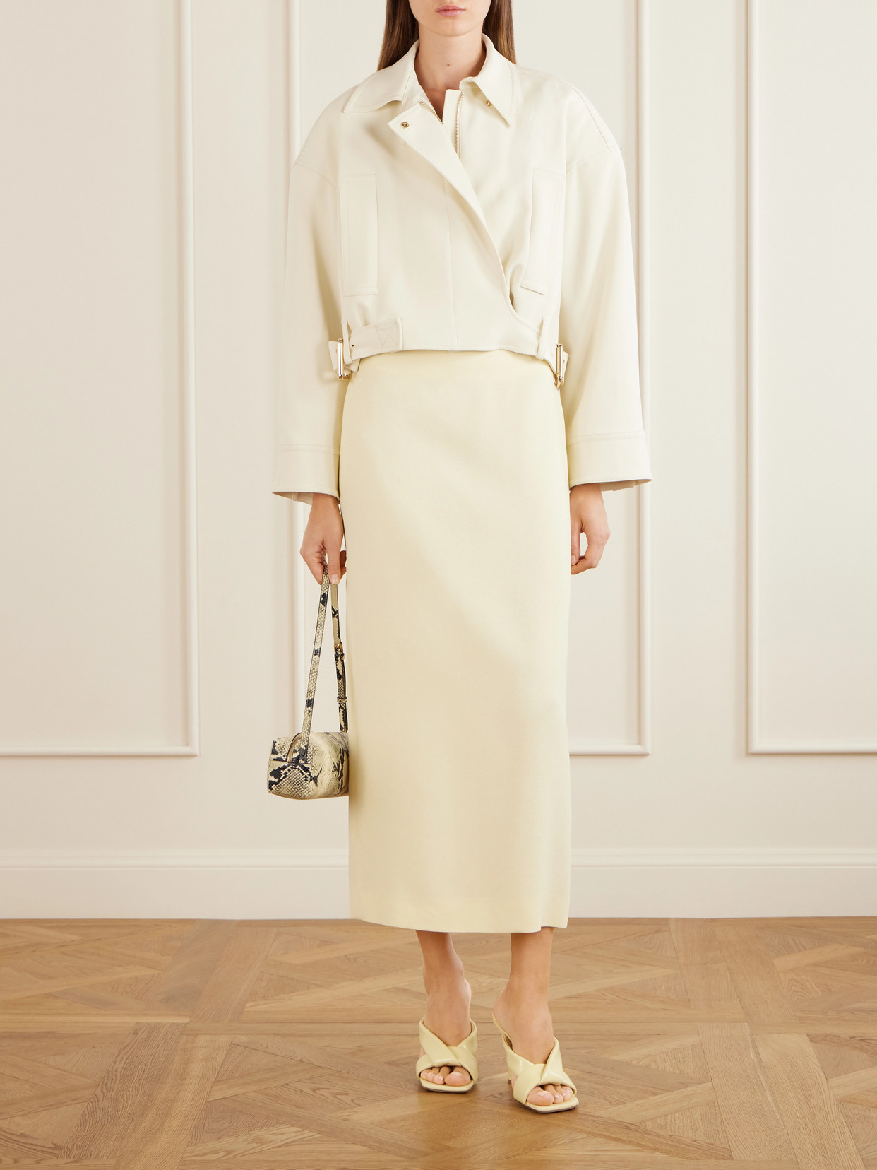 Cropped Belted Woven Jacket